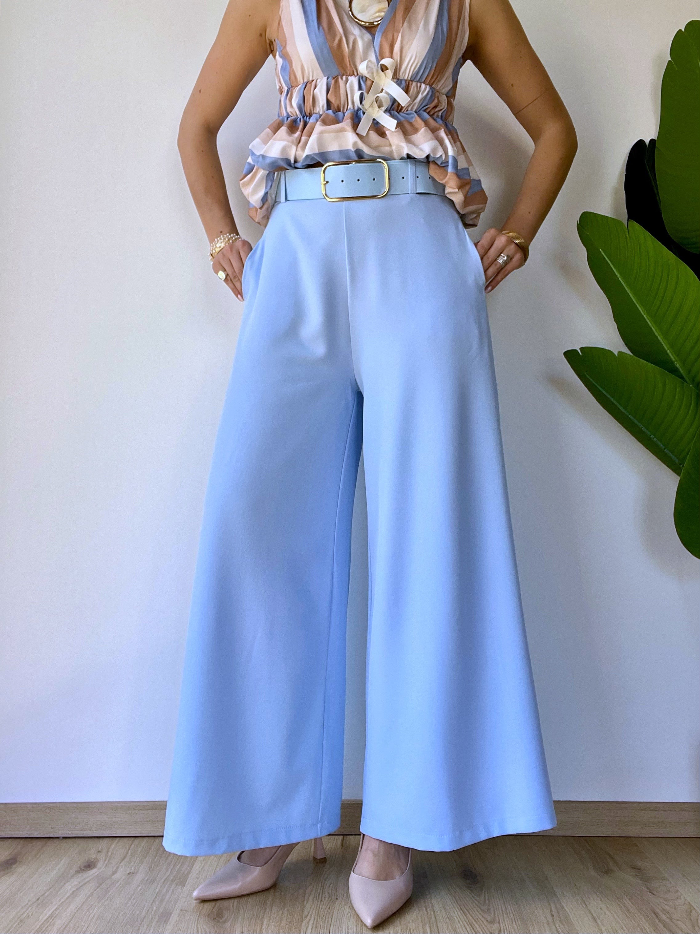 Panta ad ombrello ampio azzurro