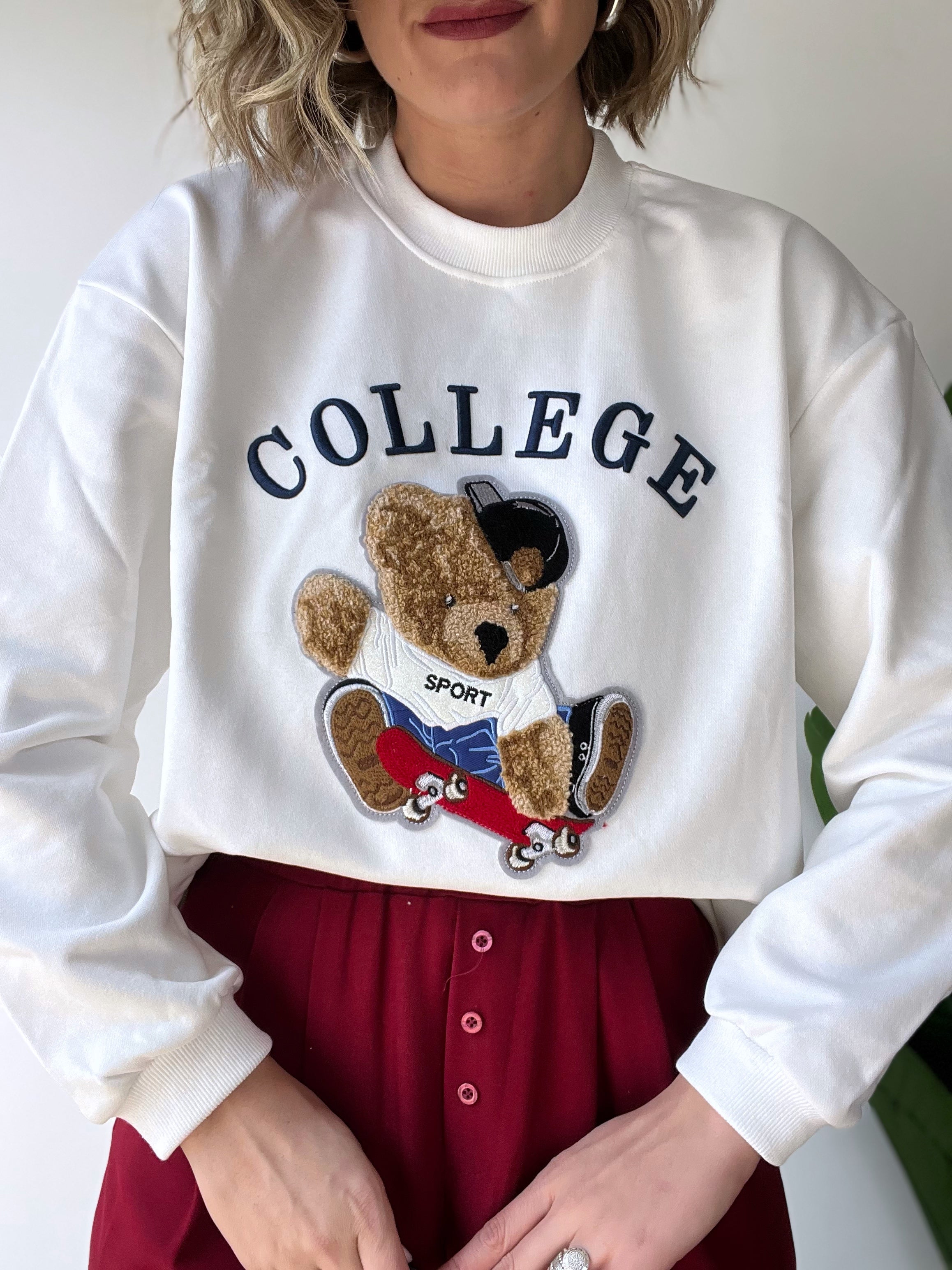 Felpa garzata orso college