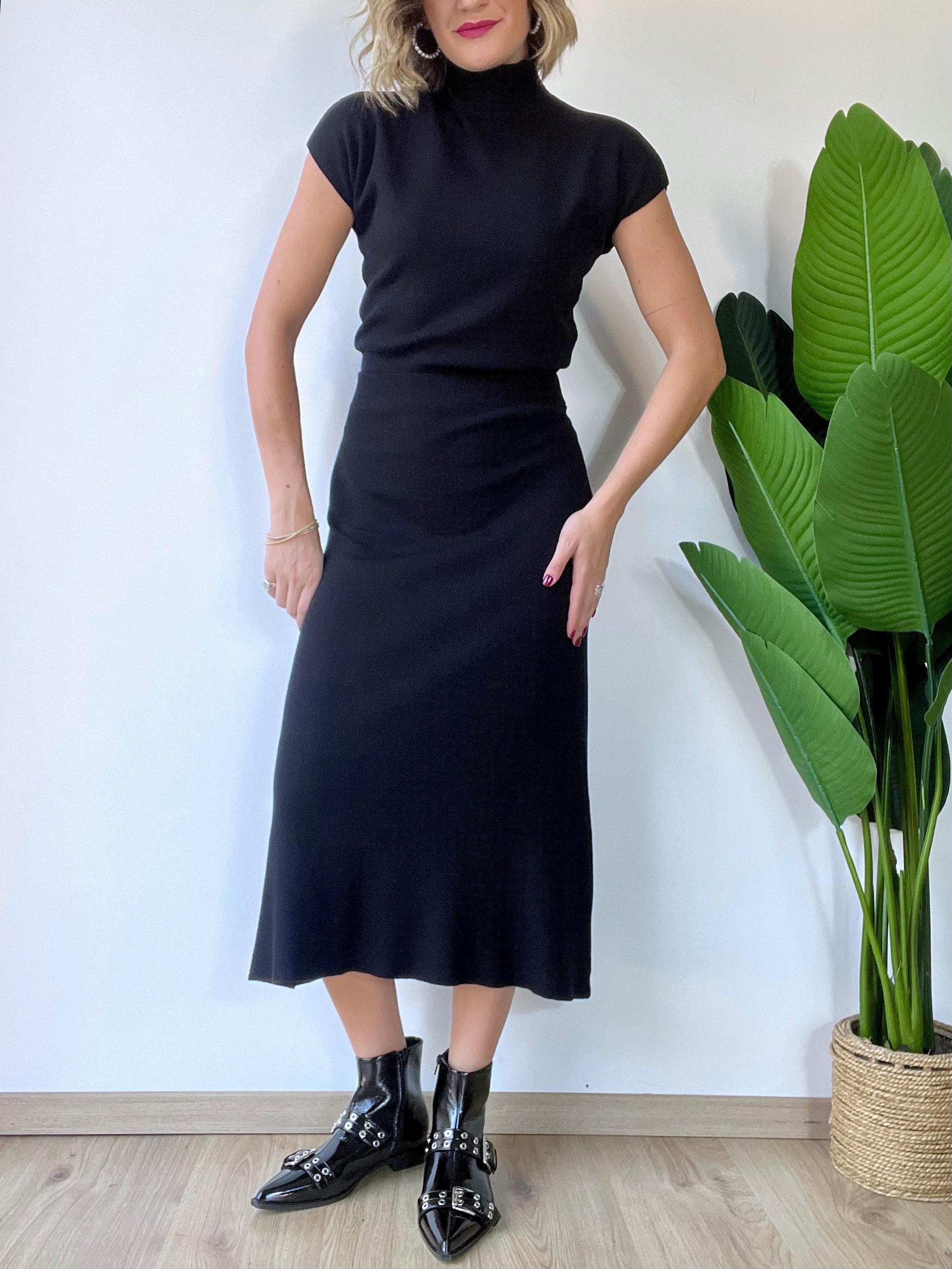 Coordinato in maglina gonna + maglia nero