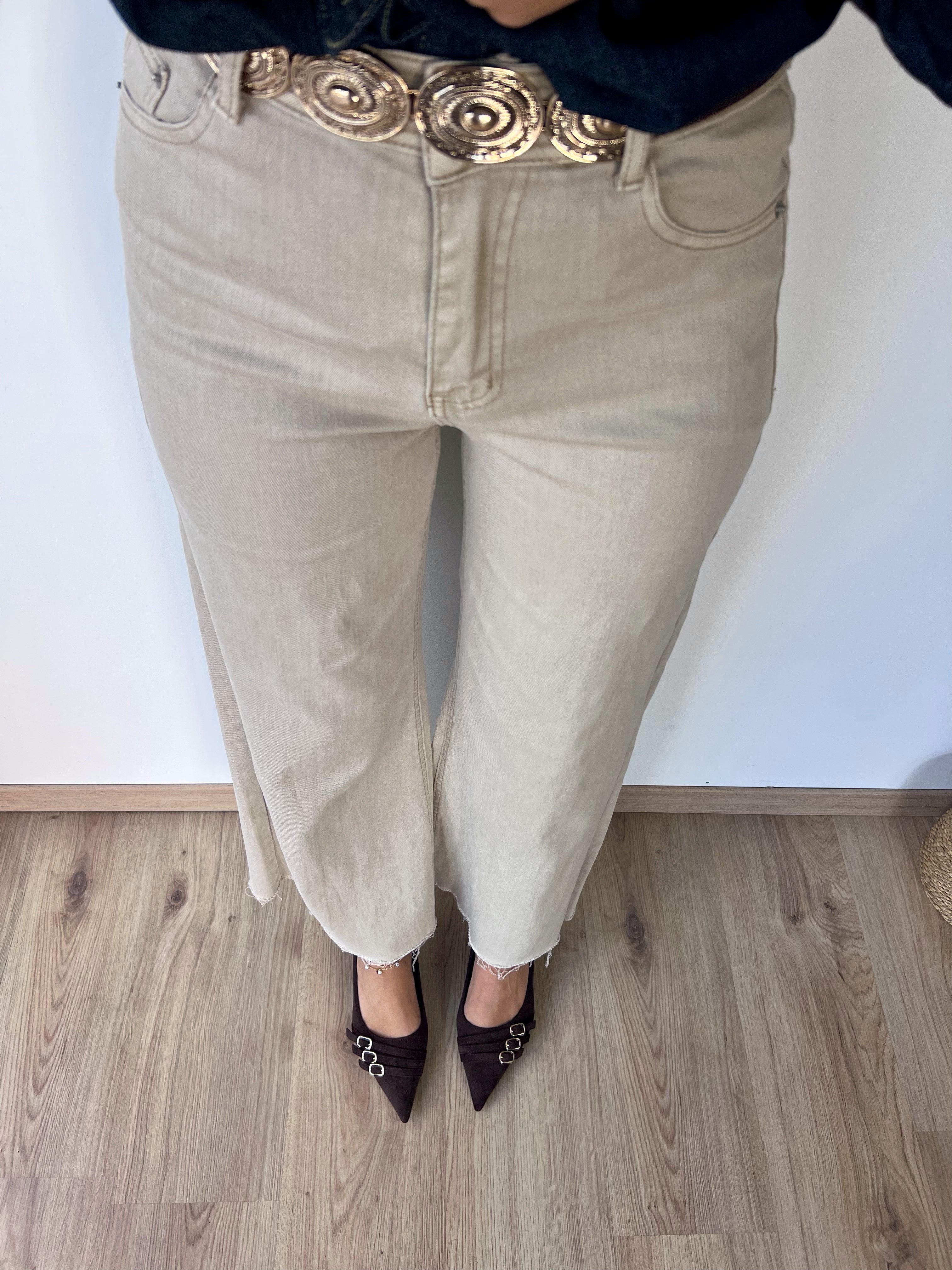 Jeans beige a palazzo