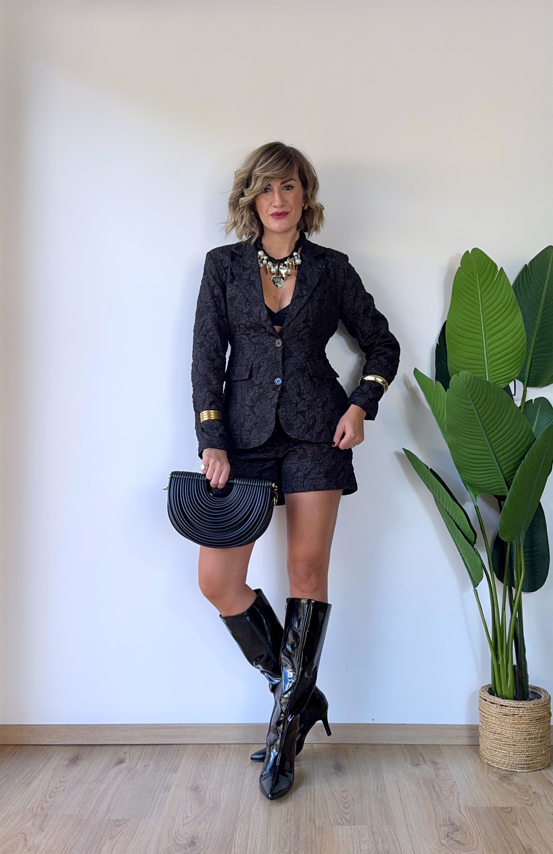 Completo blazer+ shorts damascato