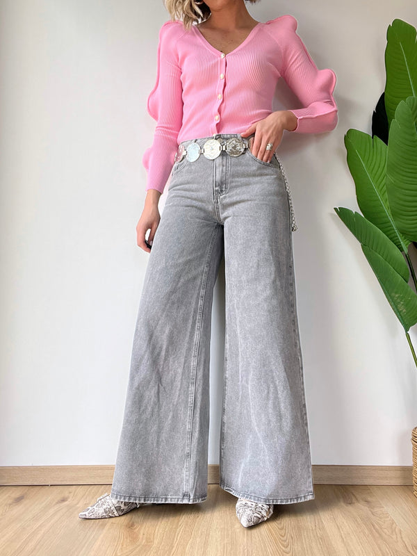 Jeans grigio gamba larga