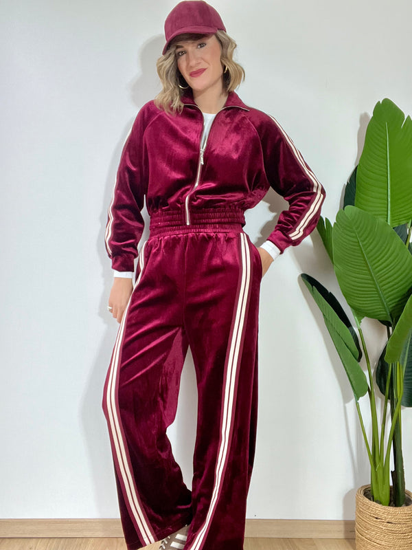 Completo tuta bordeaux in ciniglia