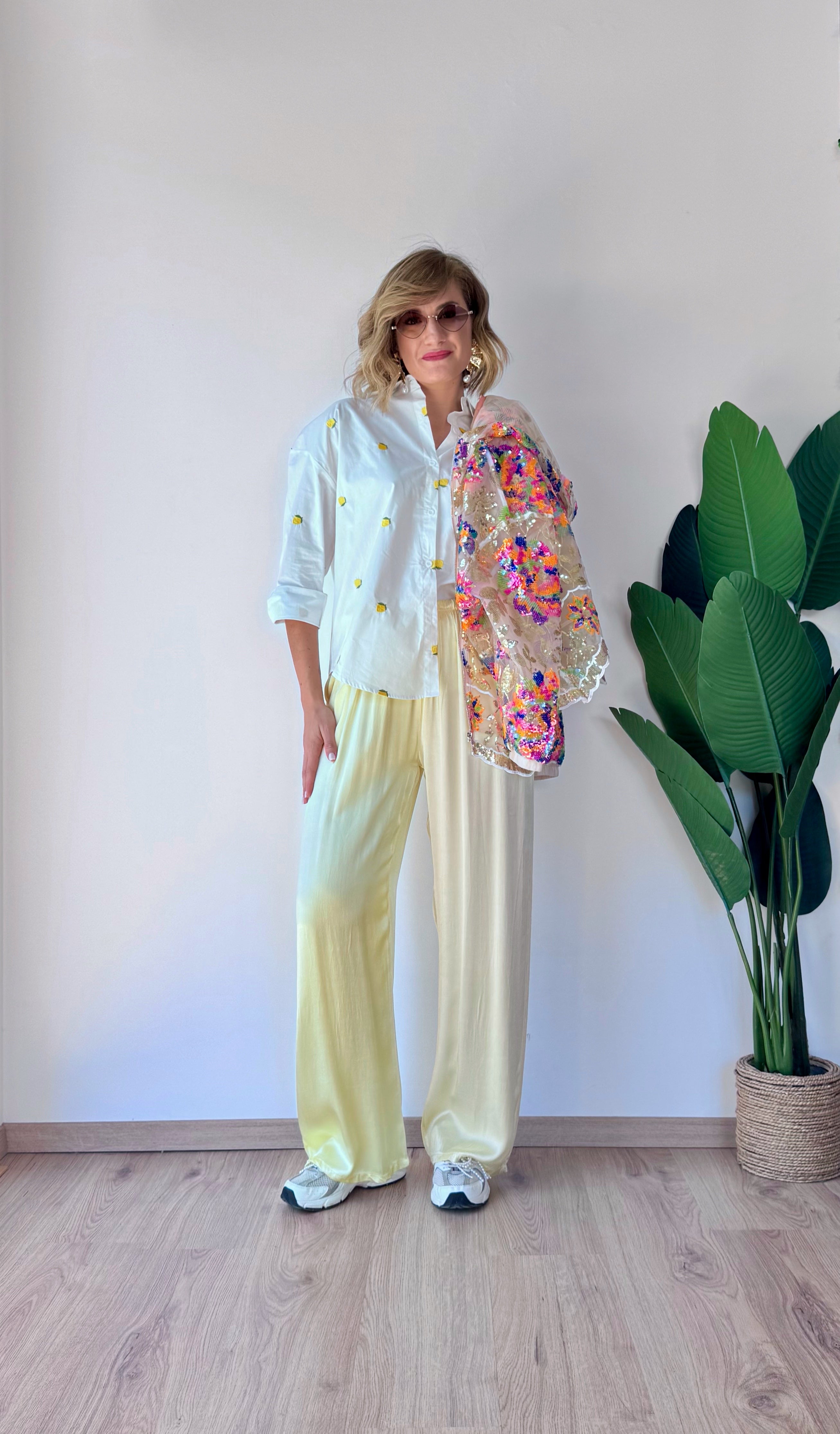 Camicia in cotone con limoni