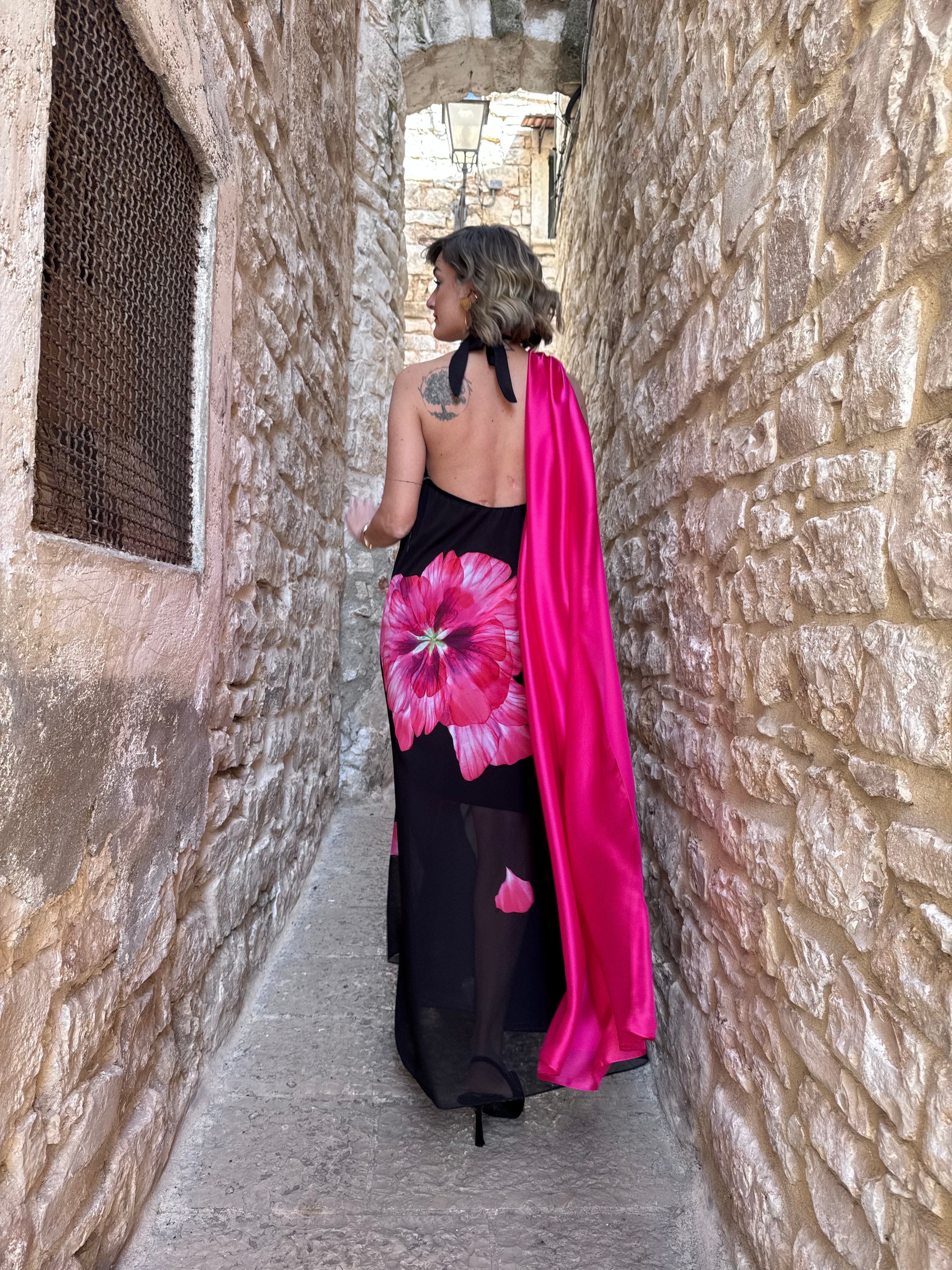 Stola semi velata fucsia