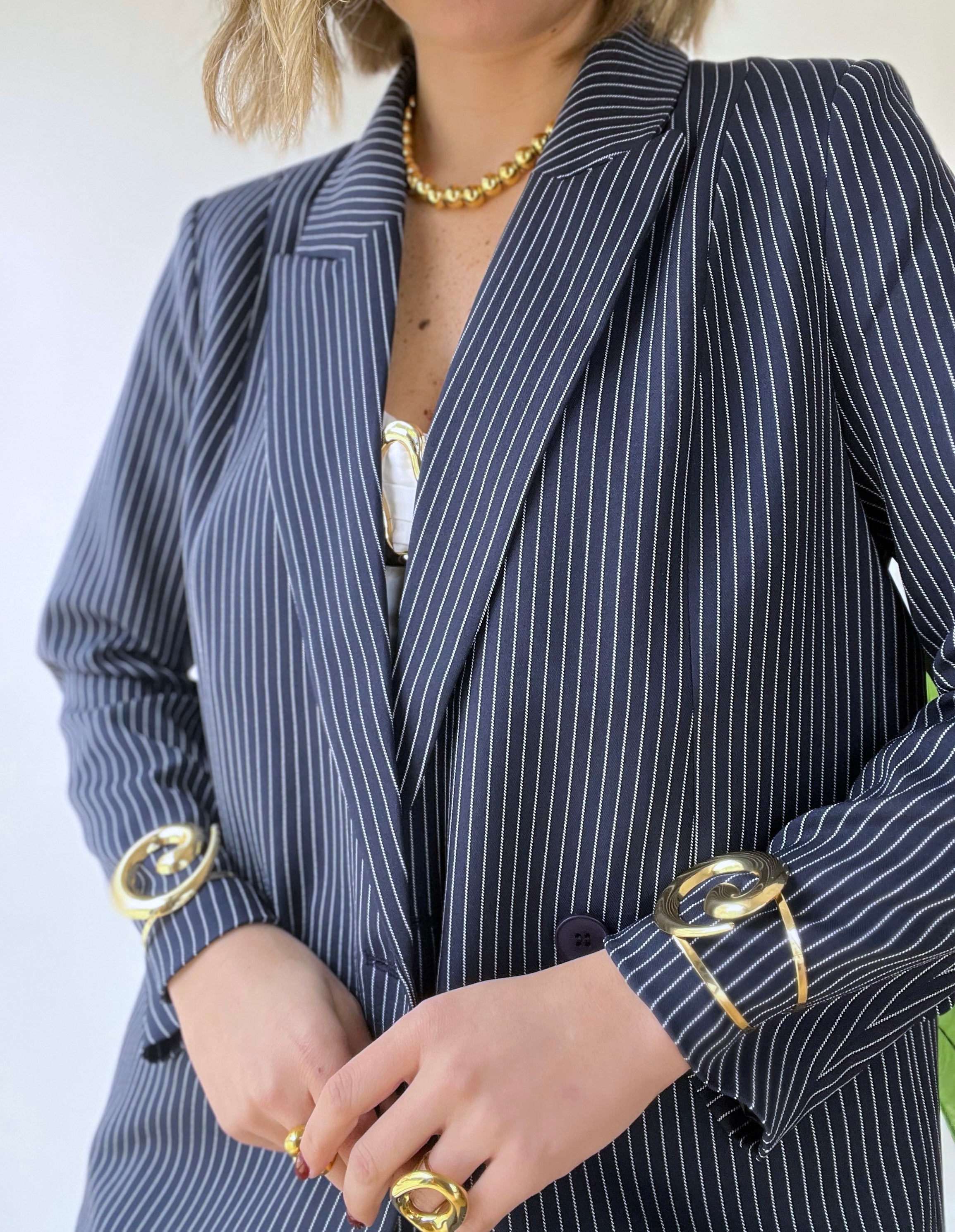 Tailleur gessato blu doppiopetto
