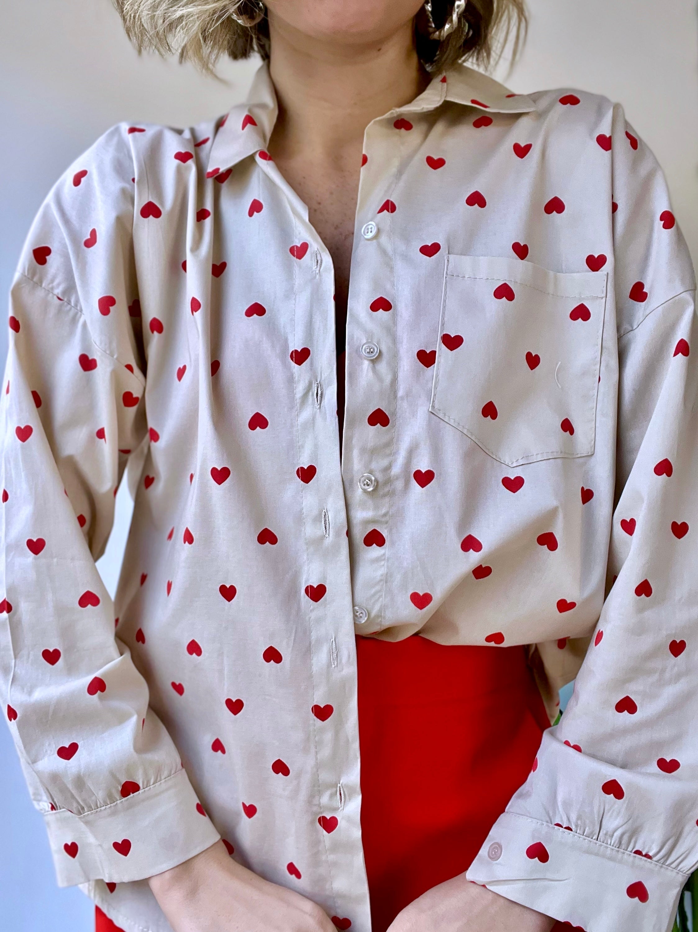 Camicia cotone cuoricini