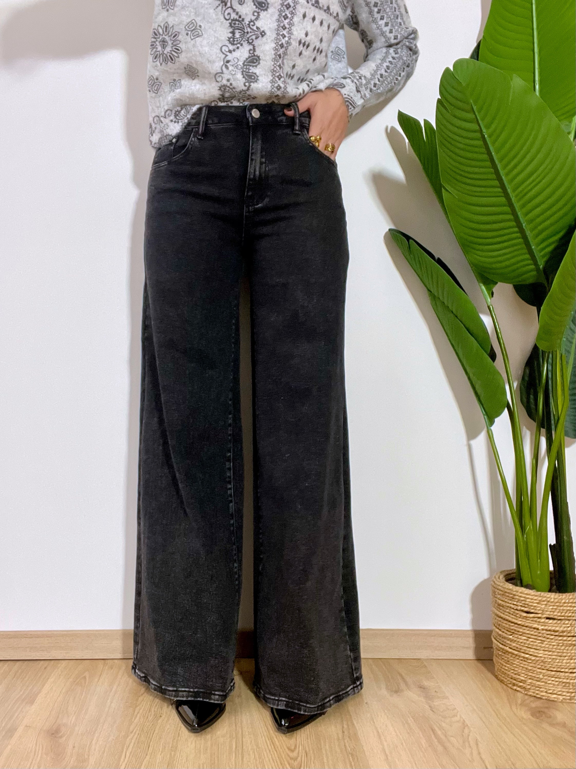 Jeans ad ombrello grigio /nero scuro