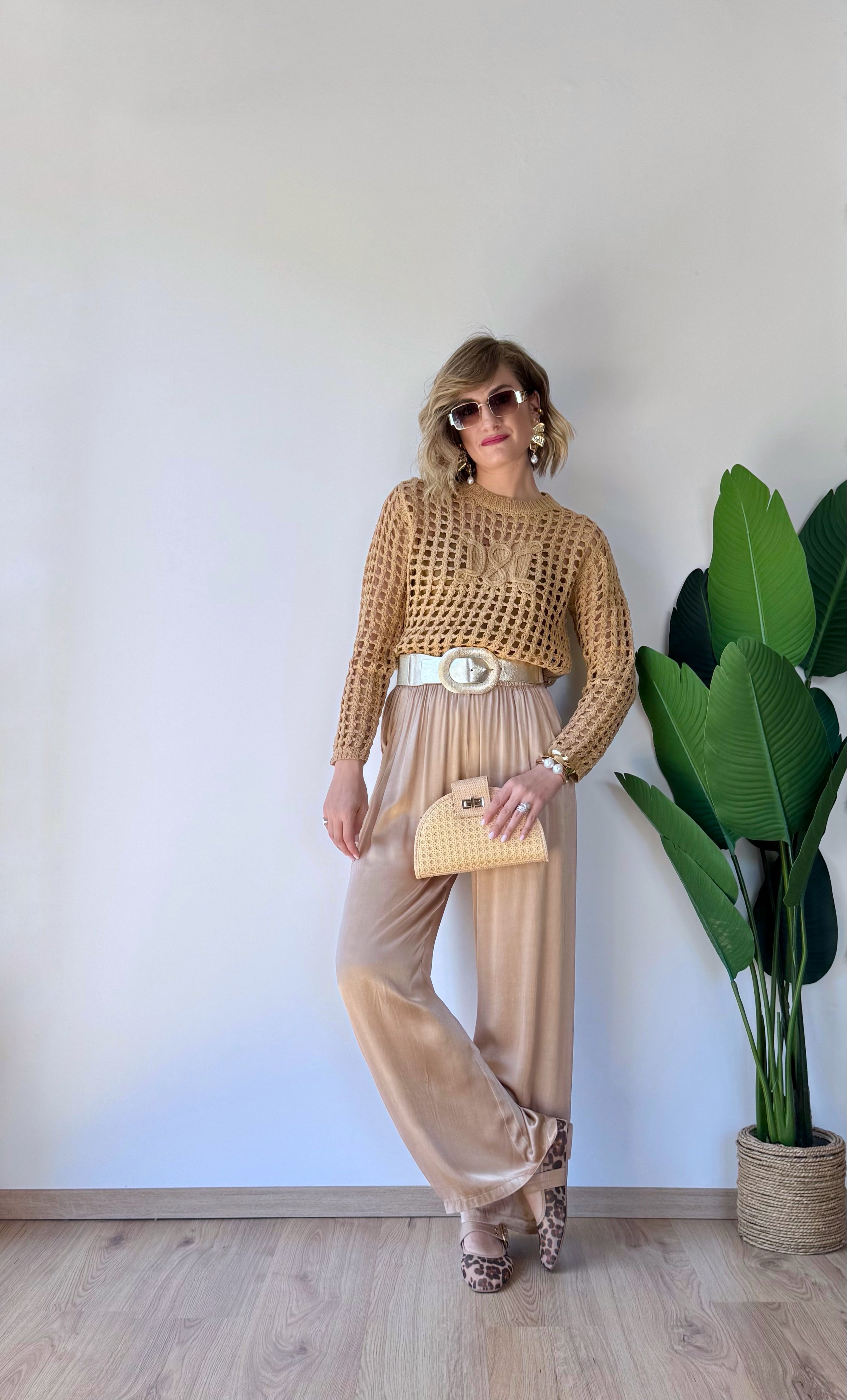Ballerine stampa semi-trasparente animalier beige