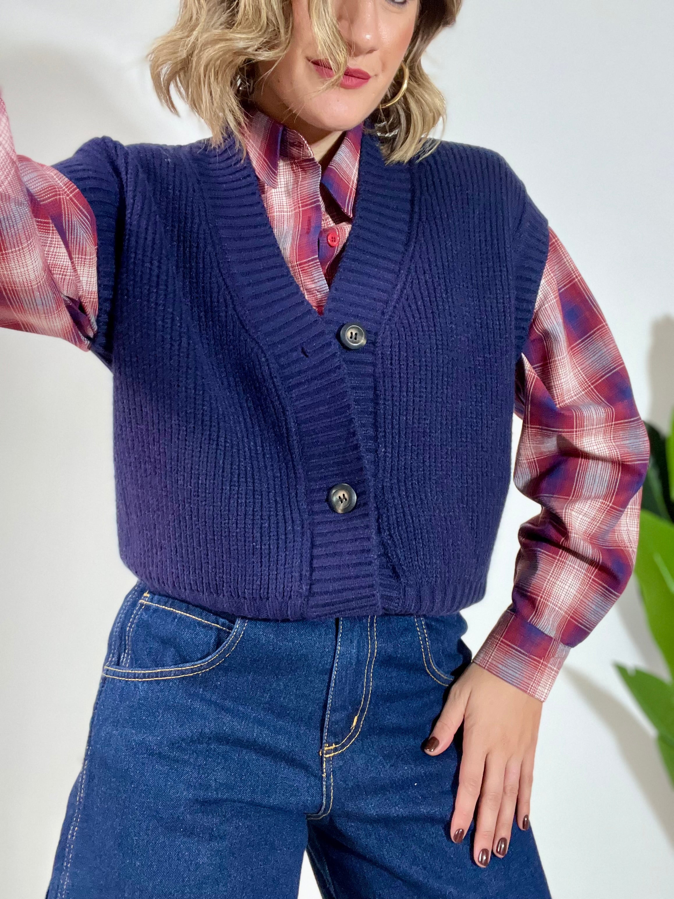 Gilet di maglina doppiopetto morbido