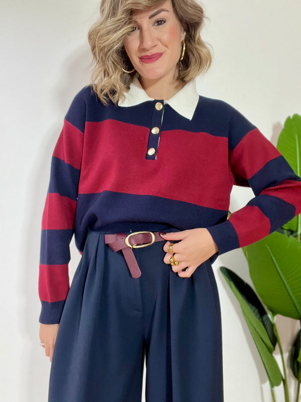 Maglioncino polo a righe