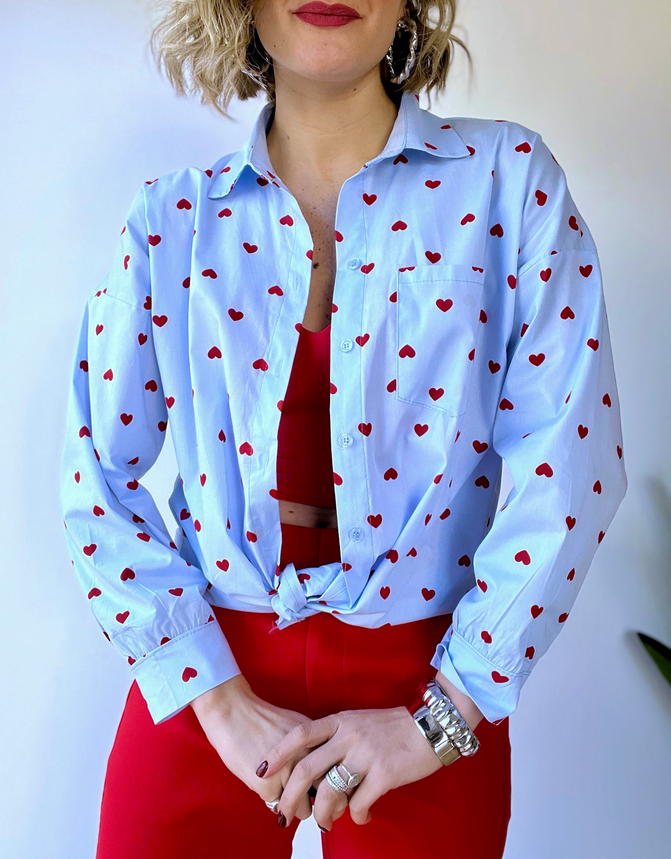 Camicia cotone cuoricini