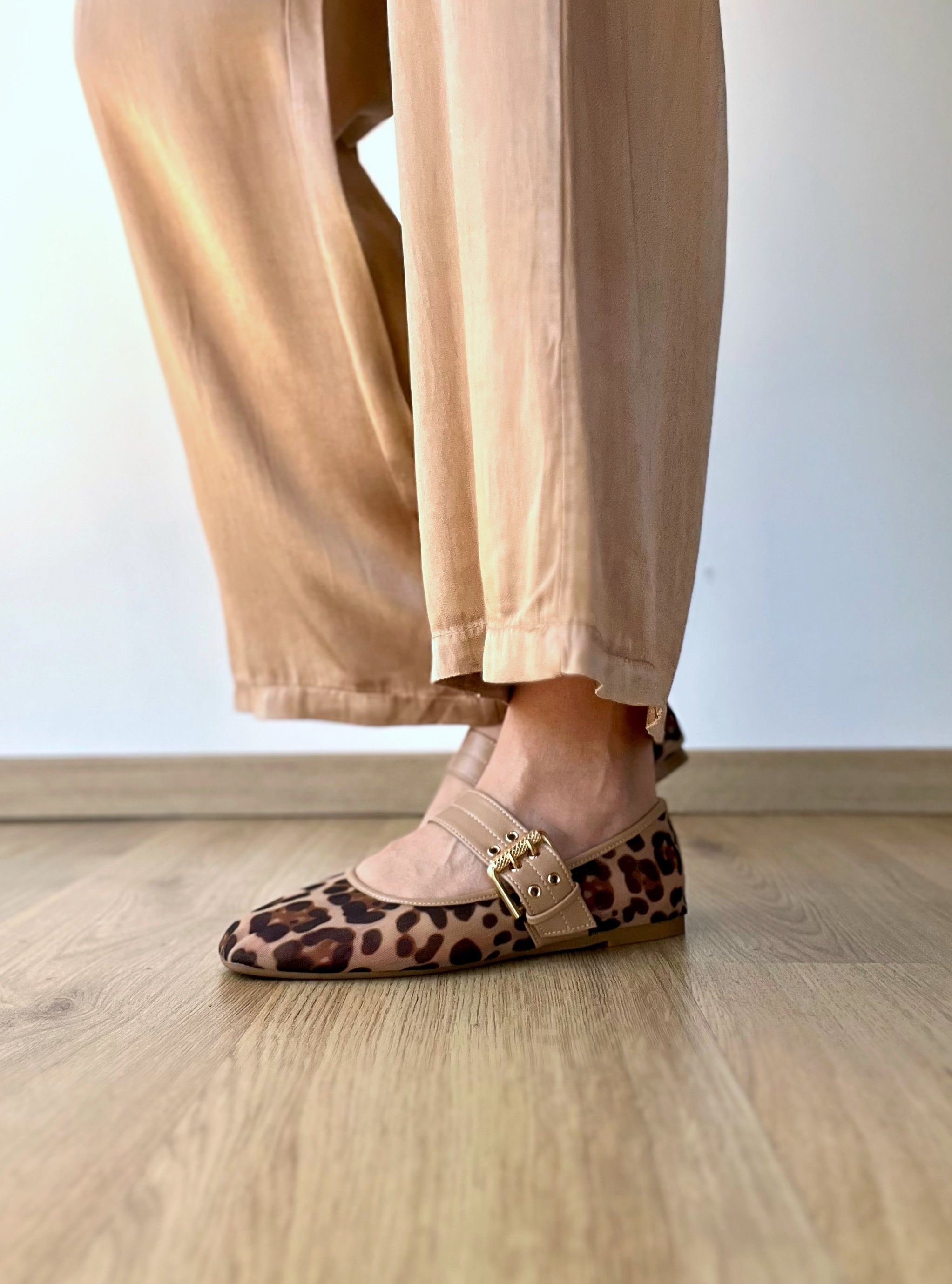 Ballerine stampa semi-trasparente animalier beige