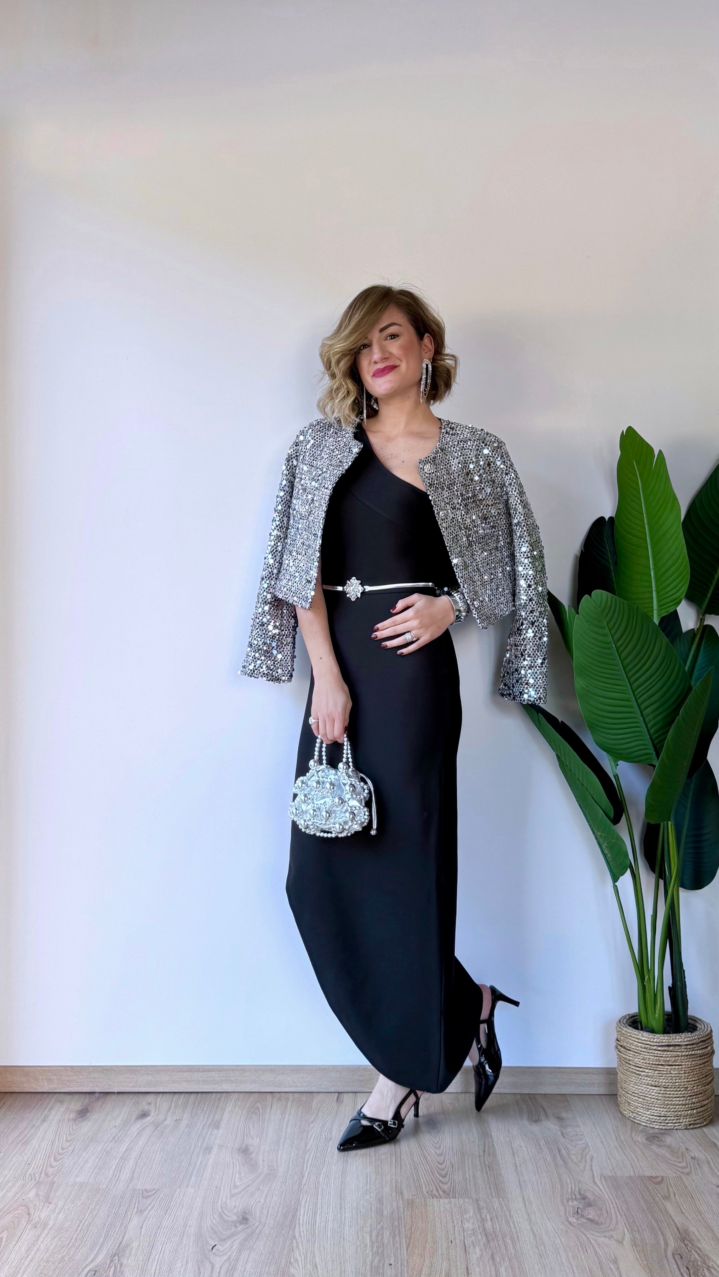 Blazer corto con paillettes