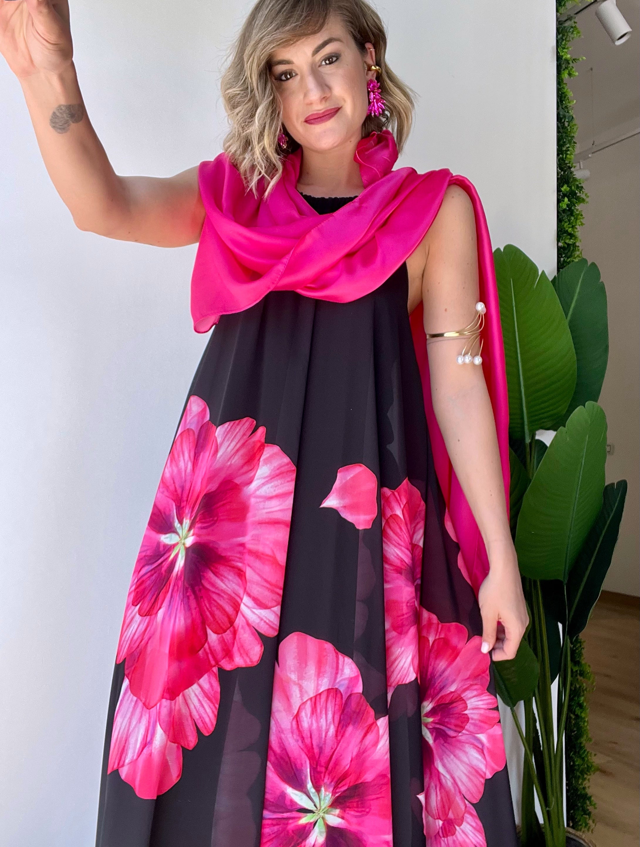 Stola semi velata fucsia