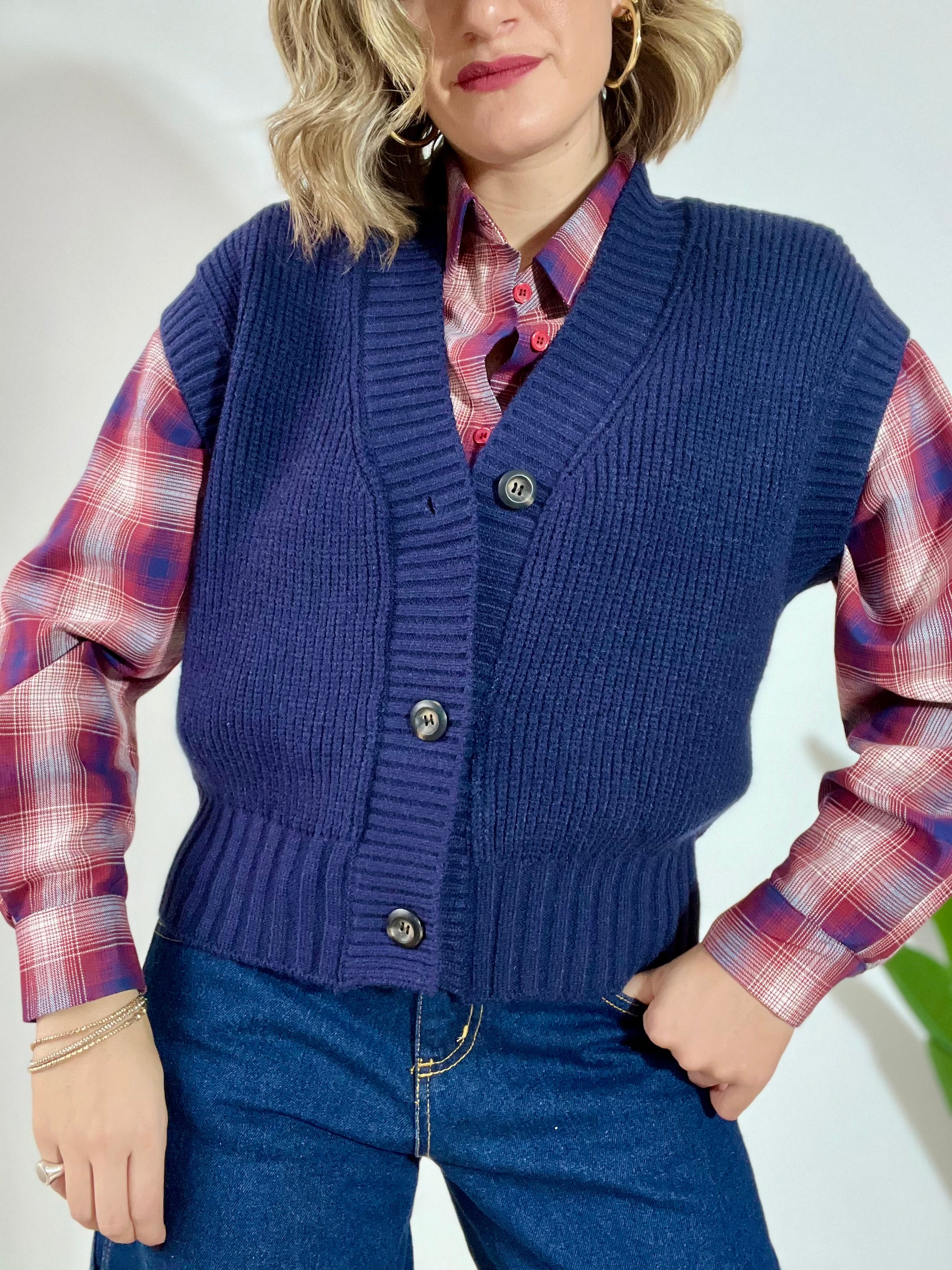 Gilet di maglina doppiopetto morbido