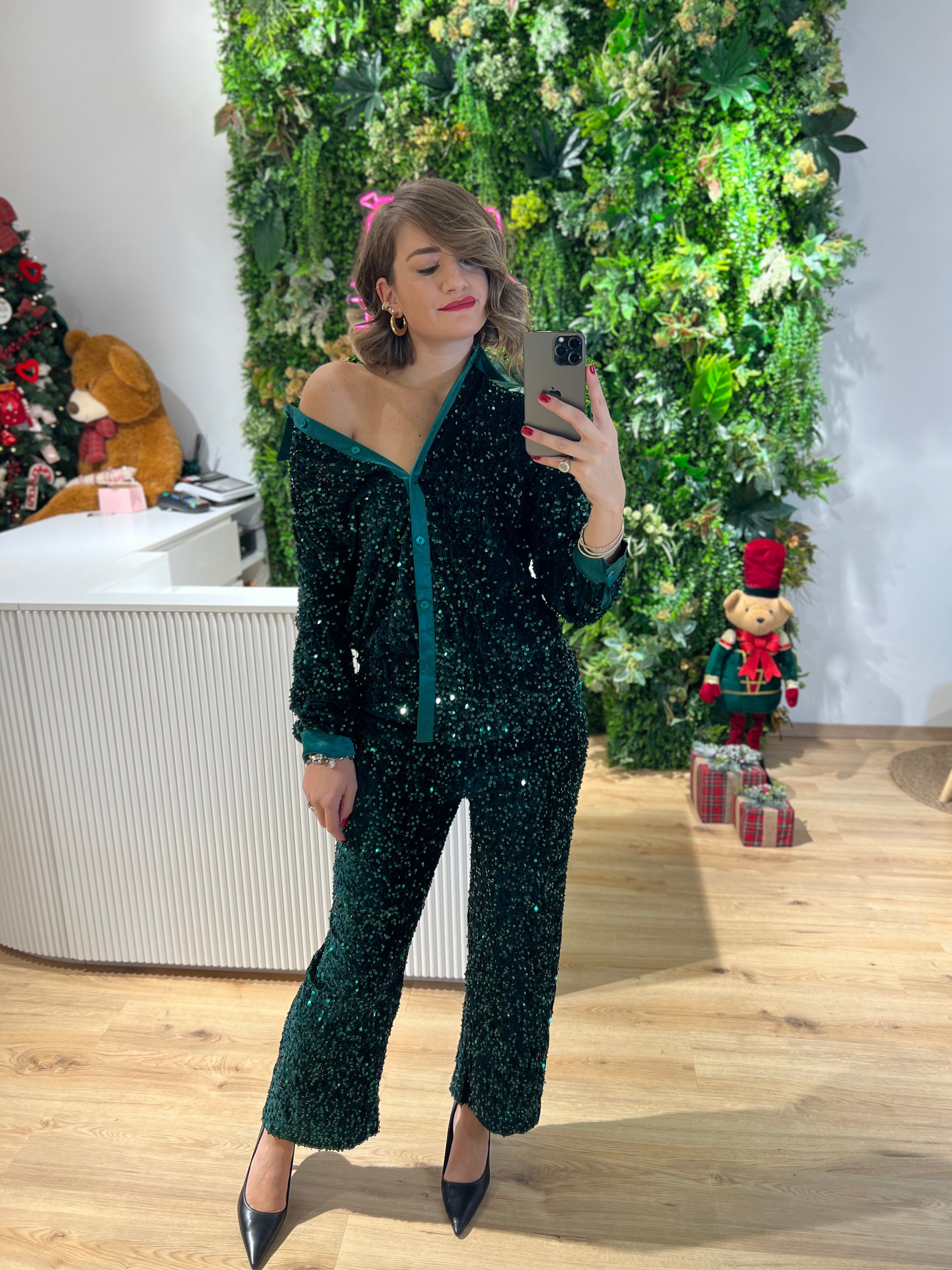 Coordinato ciniglia e paillettes