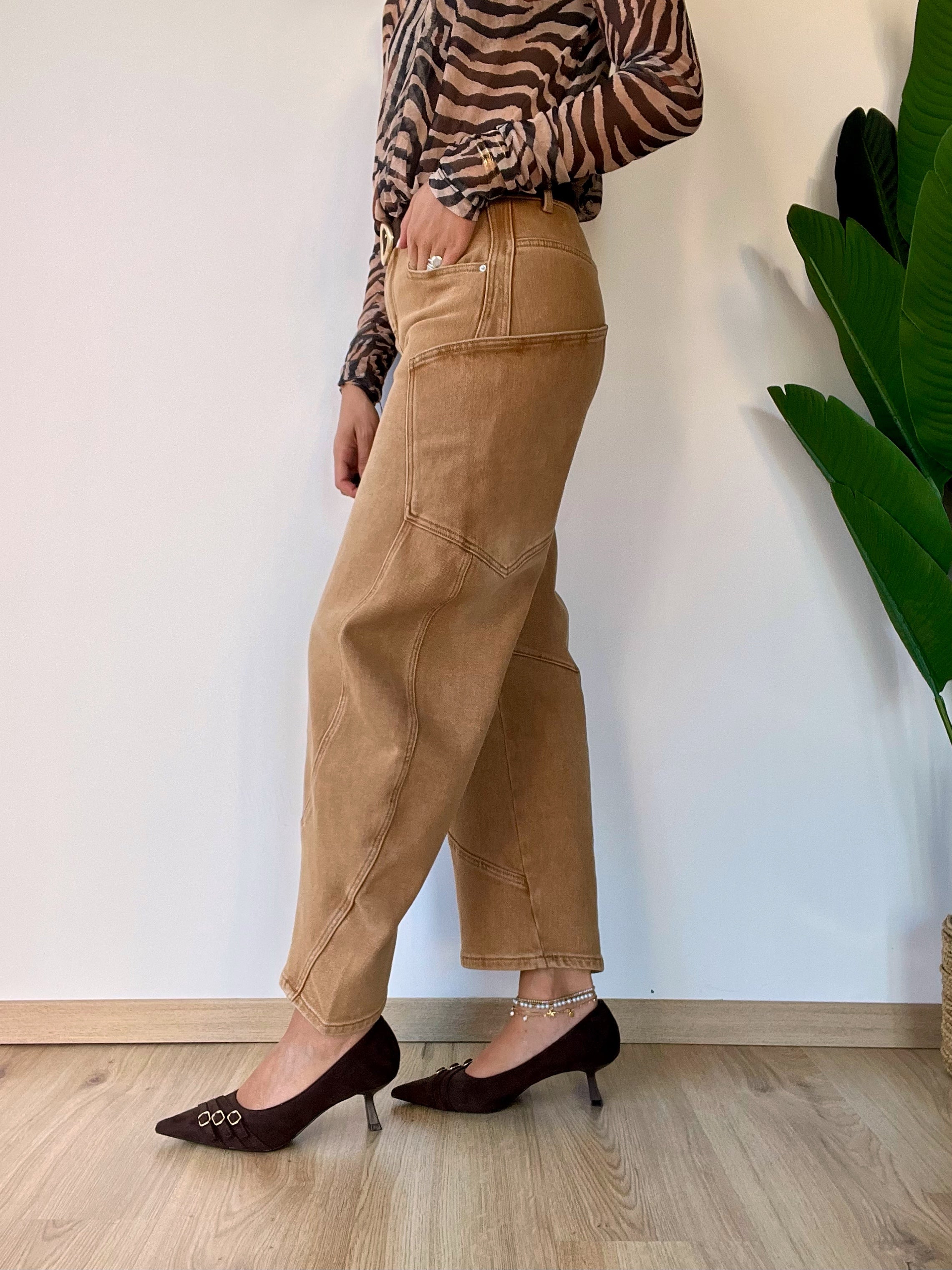 Jeans balloon cargo camel