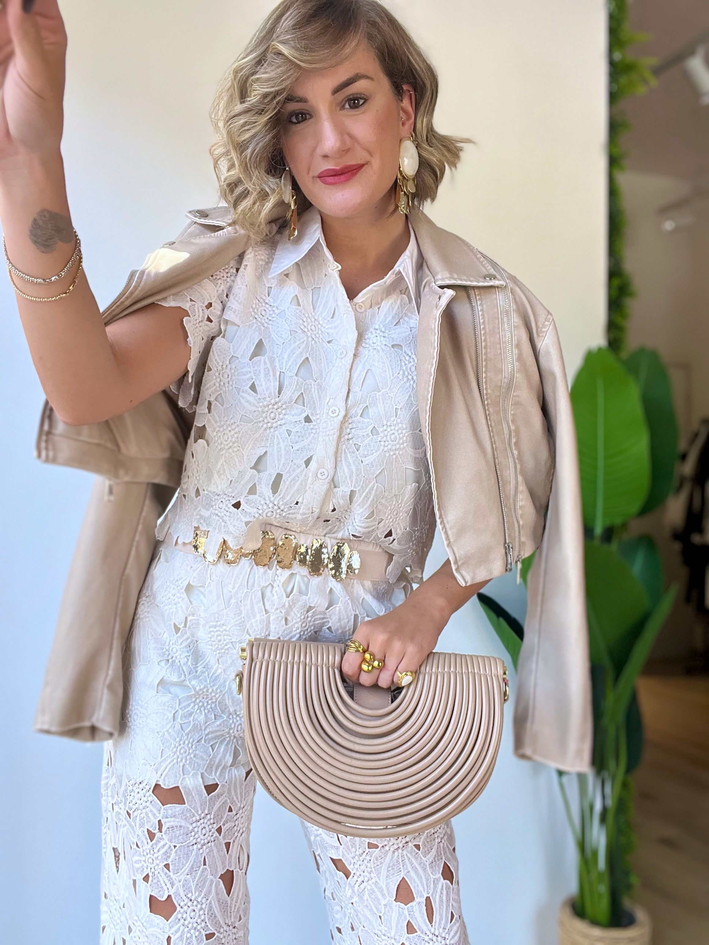 Cintura elastica con inserti oro