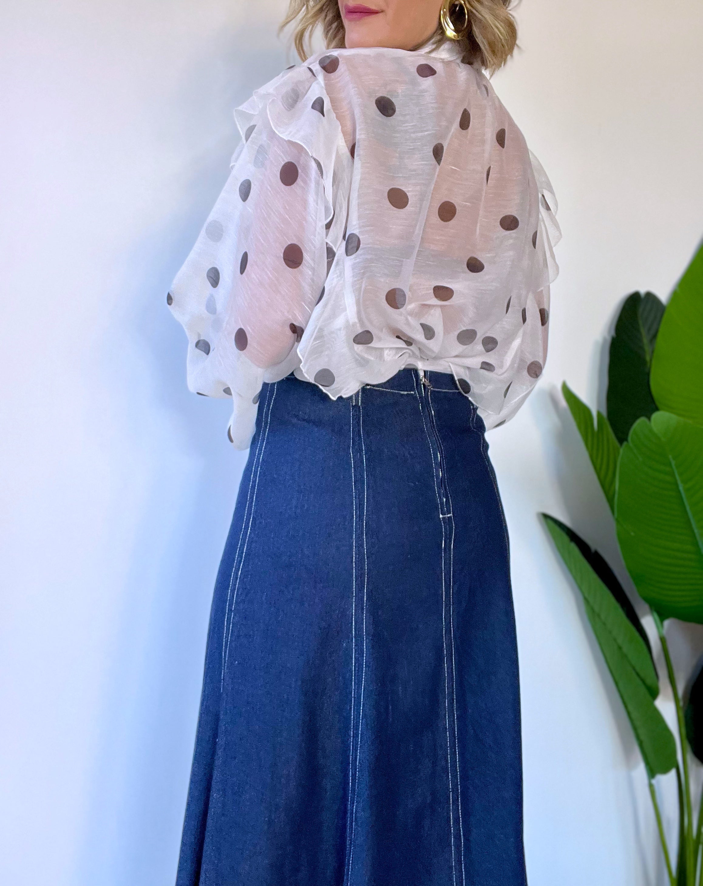 Gonna lunga in denim a ruota nella parte finale