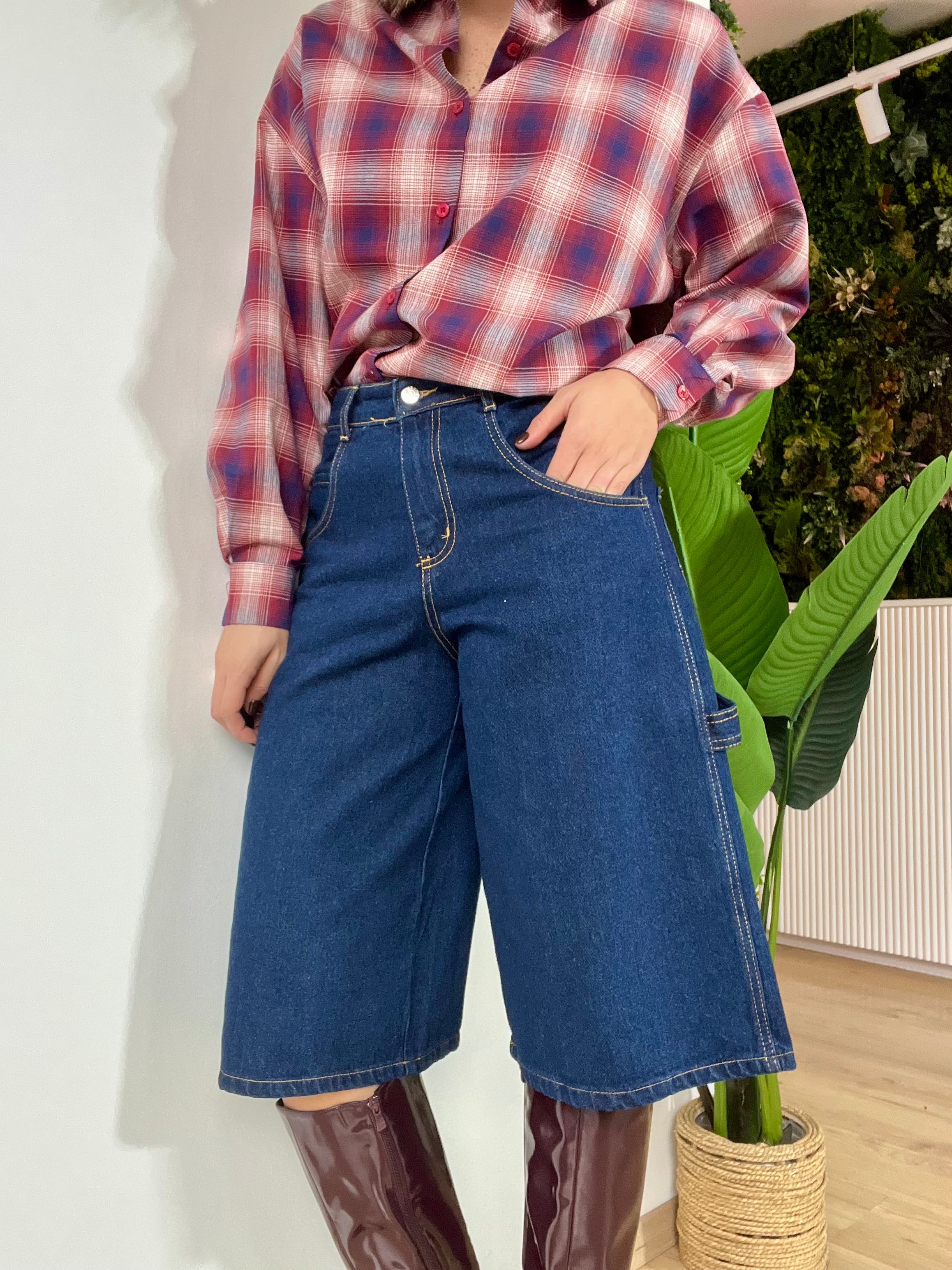 Bermuda in denim blu navy carpenter