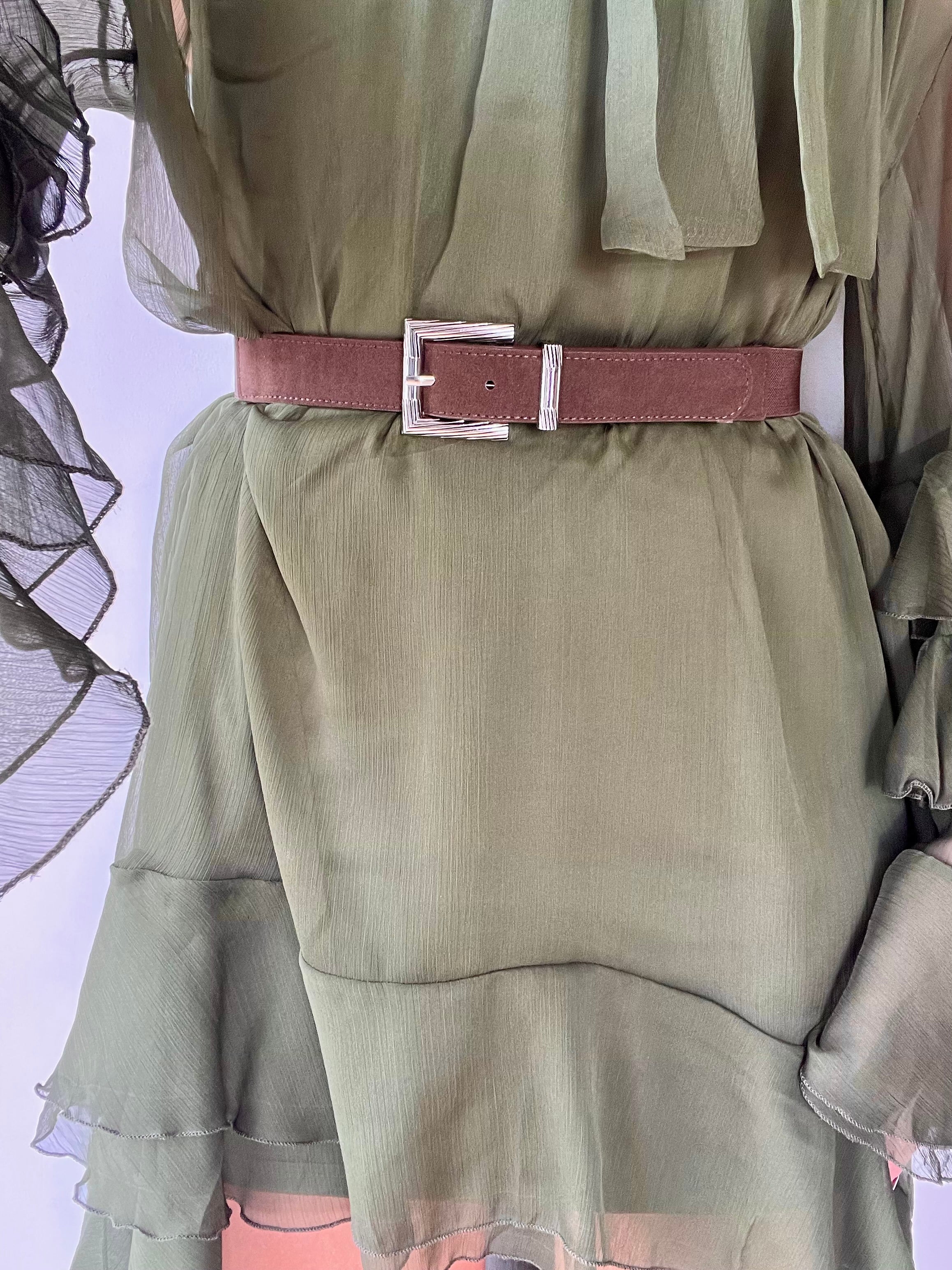 Cinturino elastico in camoscio marrone