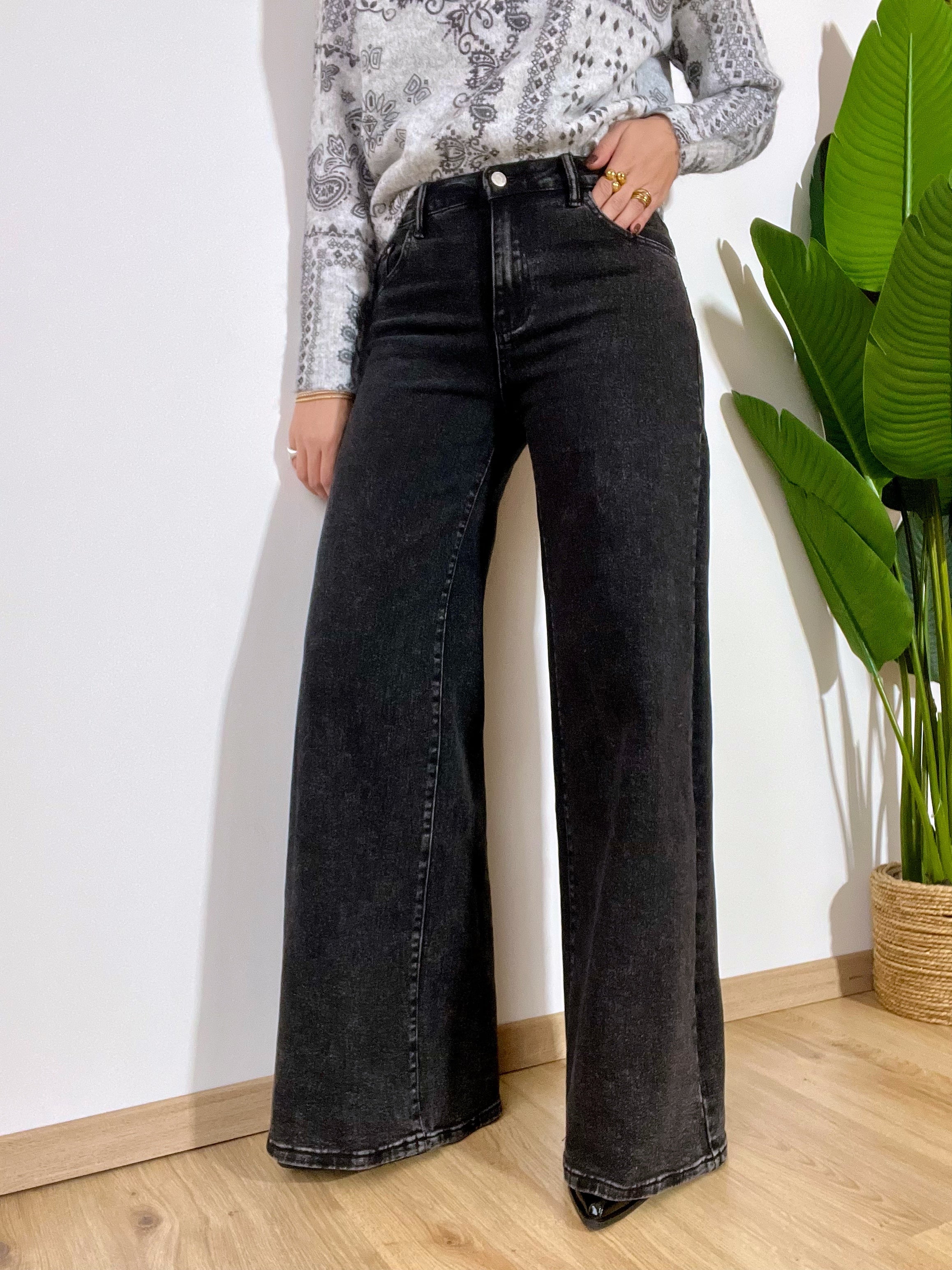 Jeans ad ombrello grigio /nero scuro