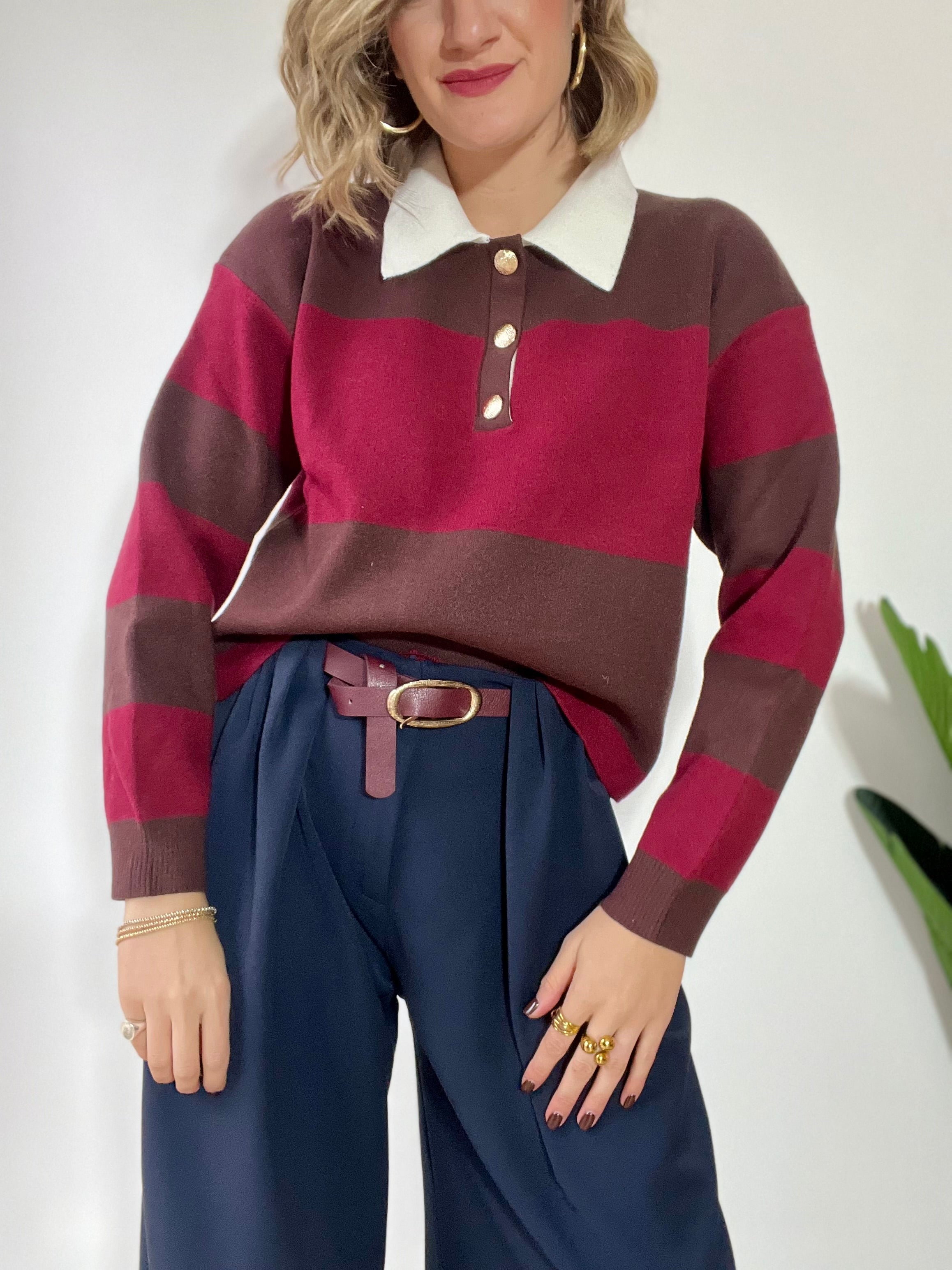 Maglioncino polo a righe