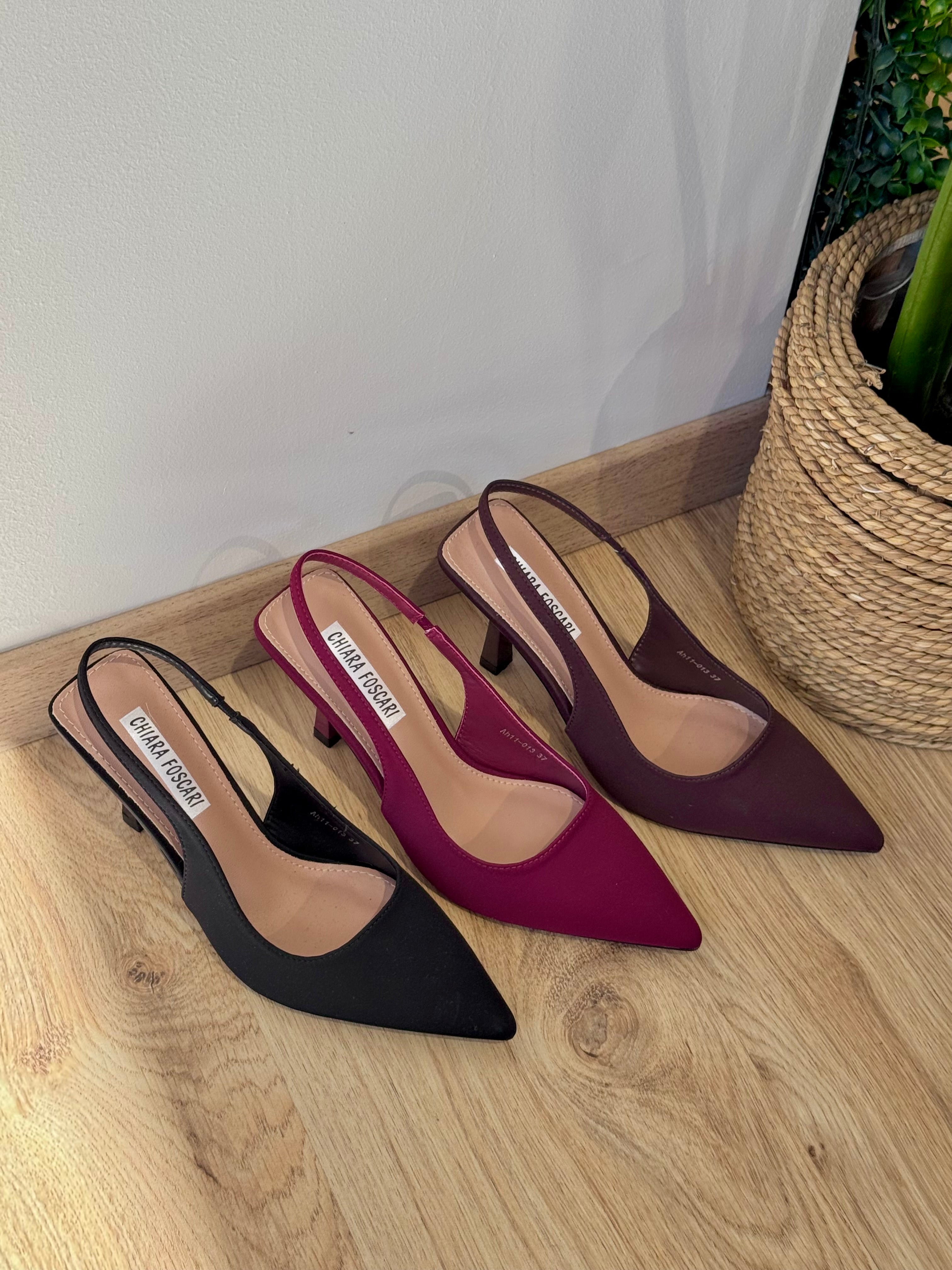 Décolleté in tessuto bordeaux
