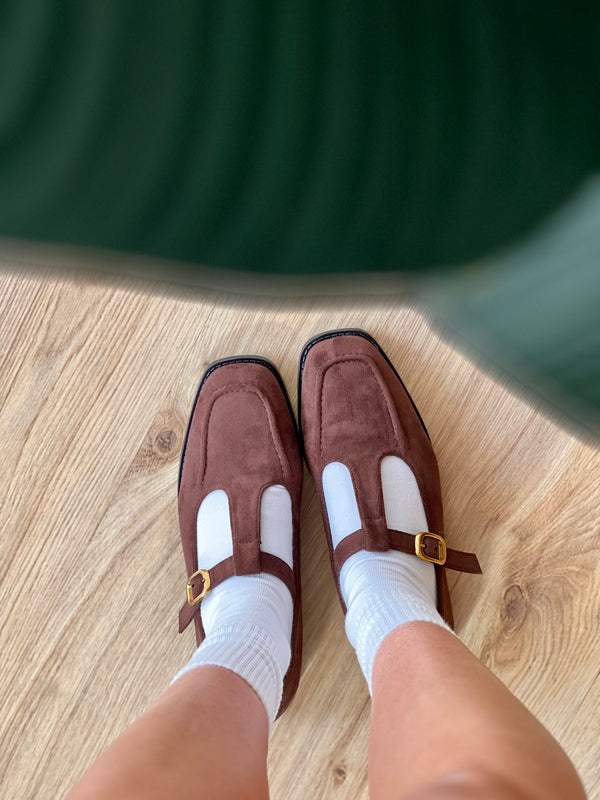 Ballerina occhio di bue in camoscio