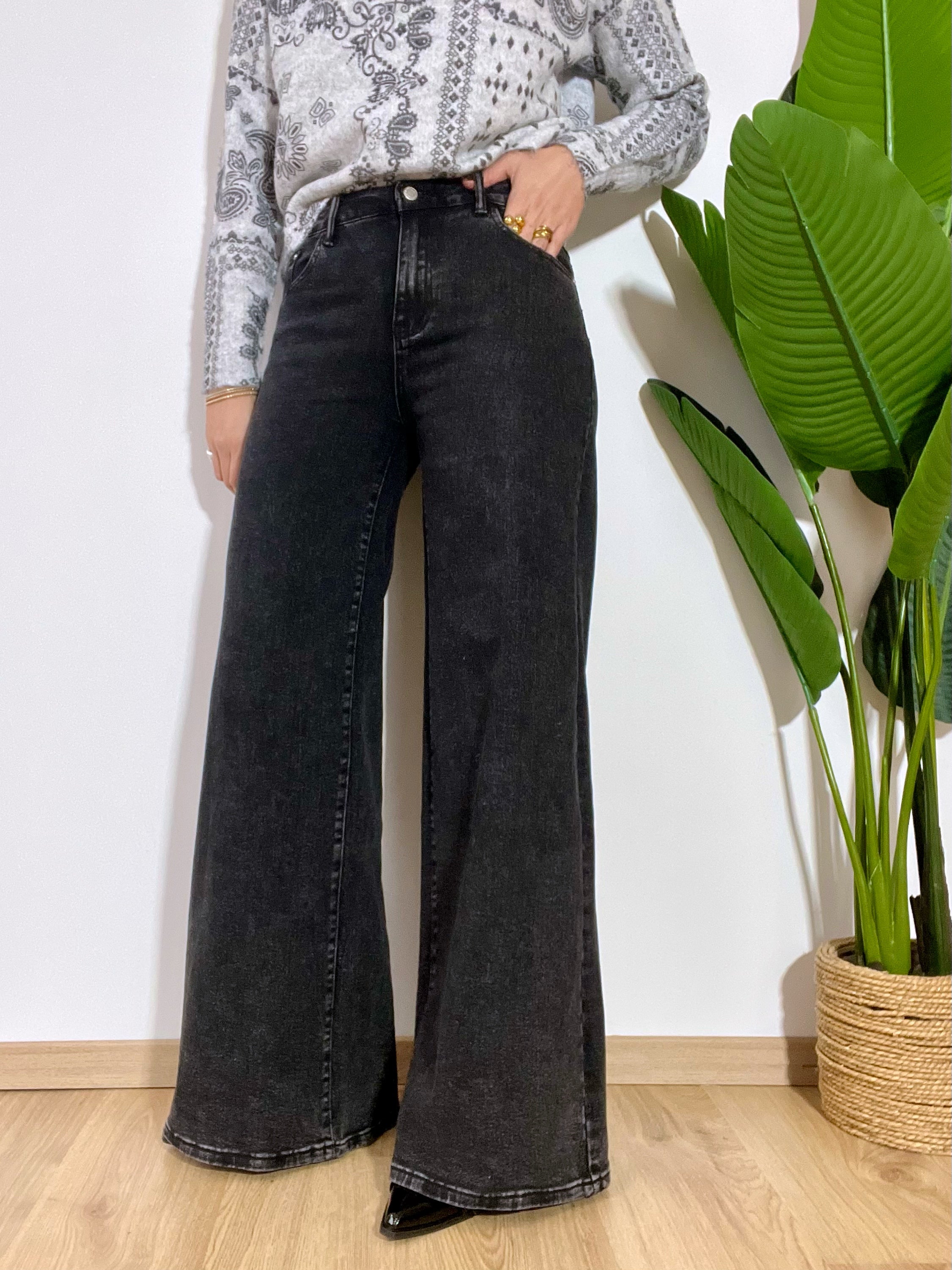 Jeans ad ombrello grigio /nero scuro