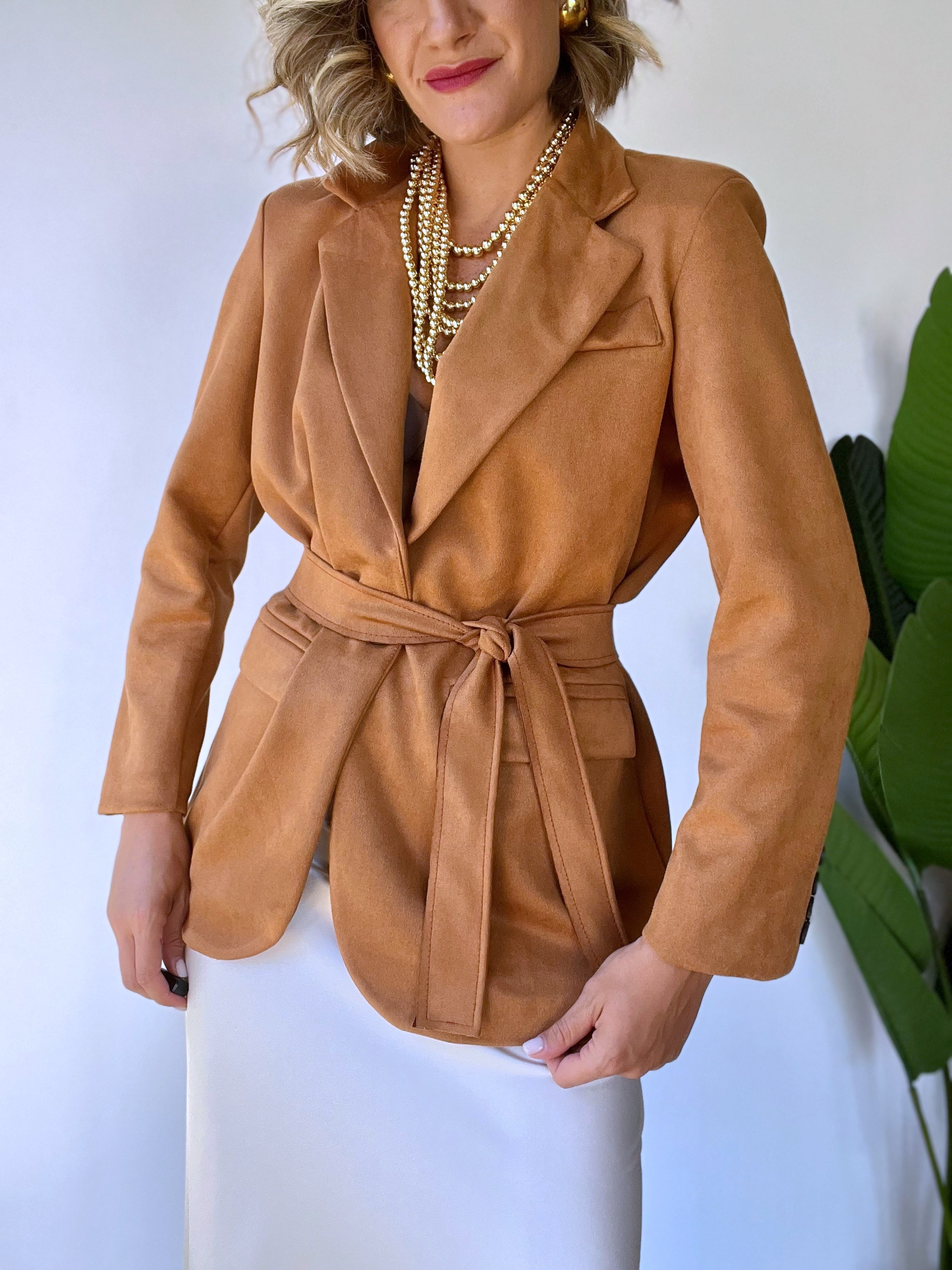 Blazer in camoscio con cintura