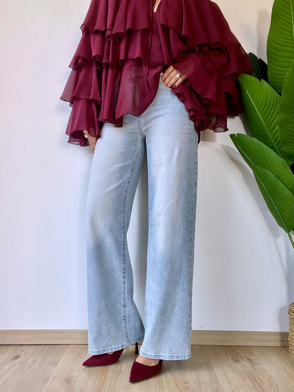 Jeans a palazzo lavaggio chiaro