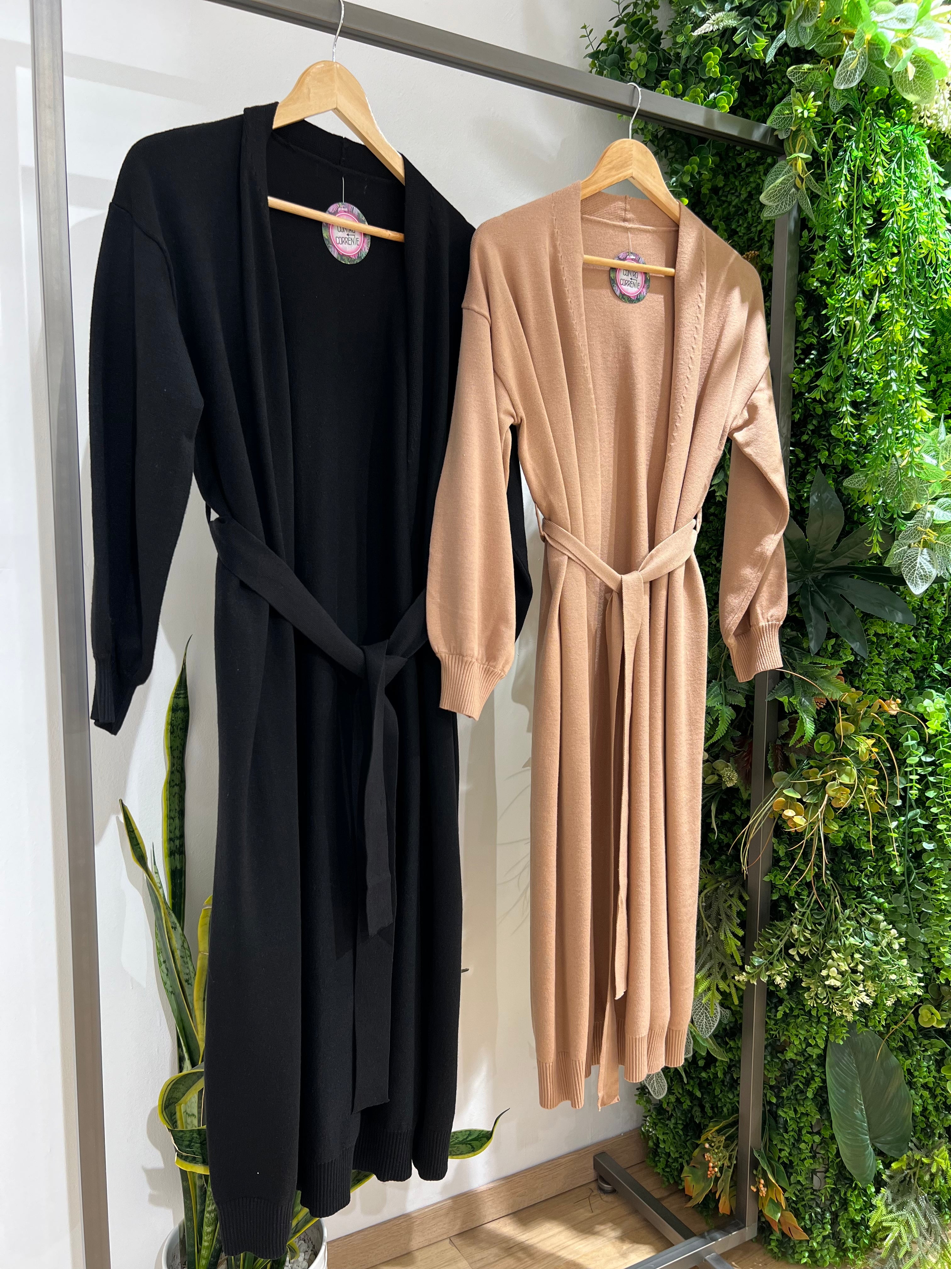 Cardigan lungo con cintura