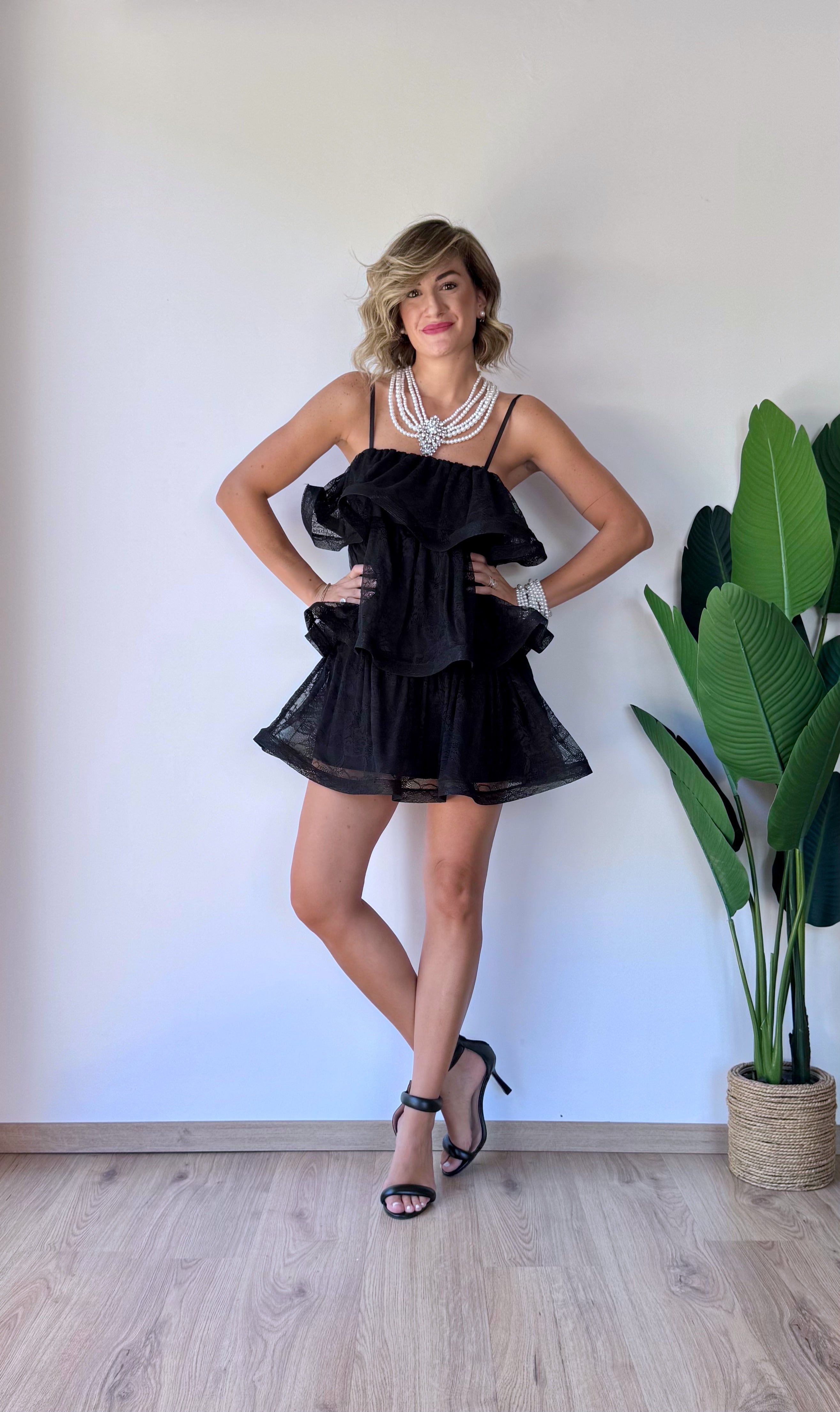 Mini dress in pizzo ROUCHES