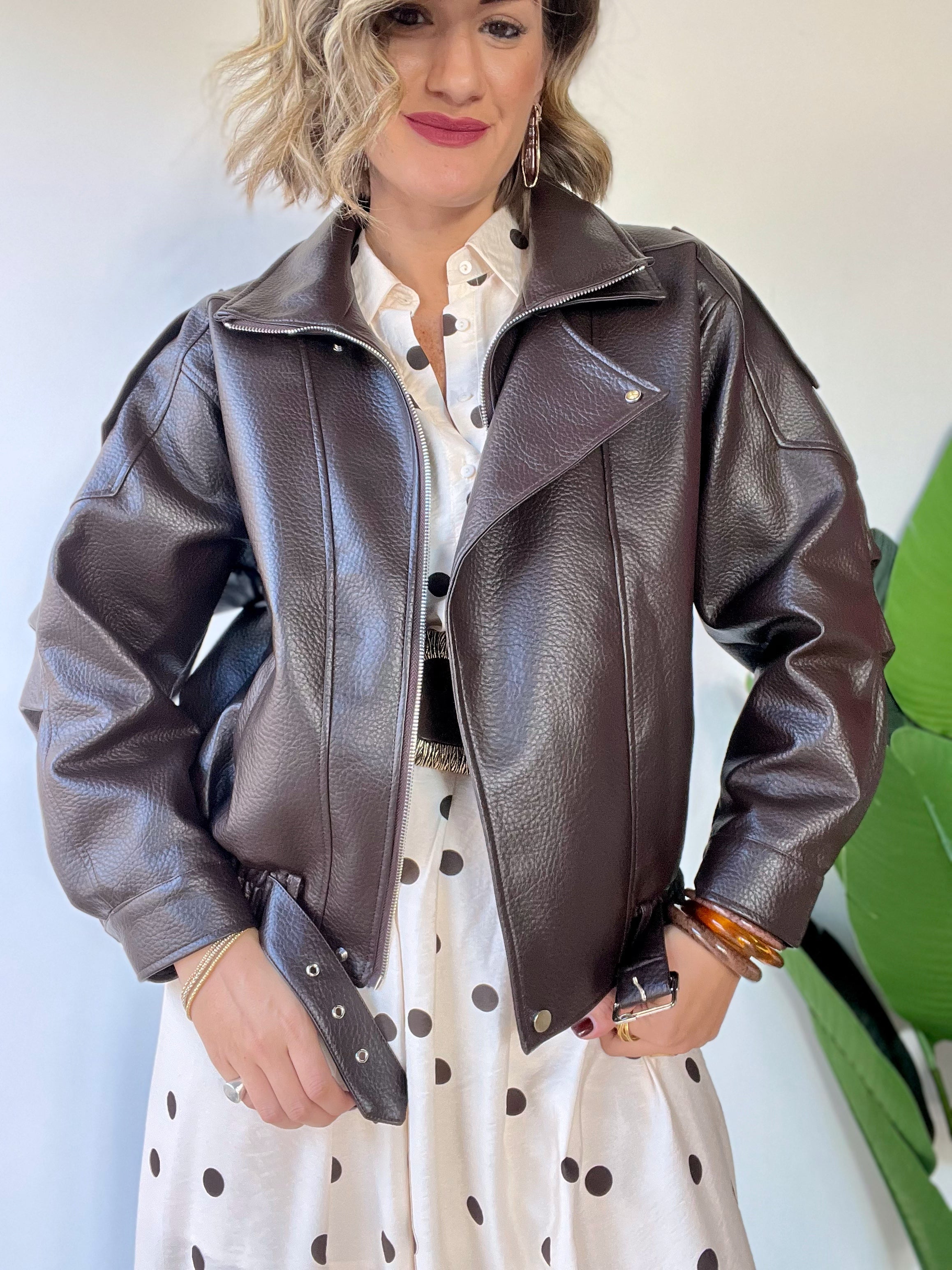 Chiodo marrone scuro oversize