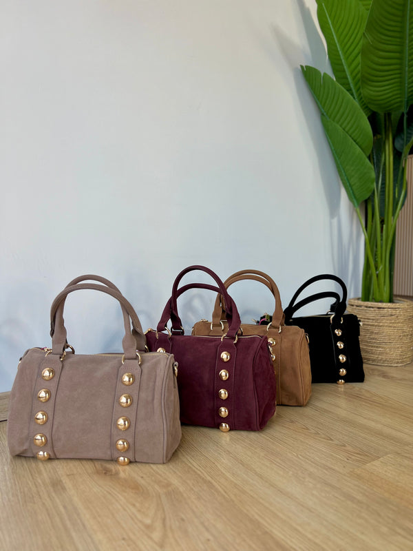 Bauletto in camoscio con borchie