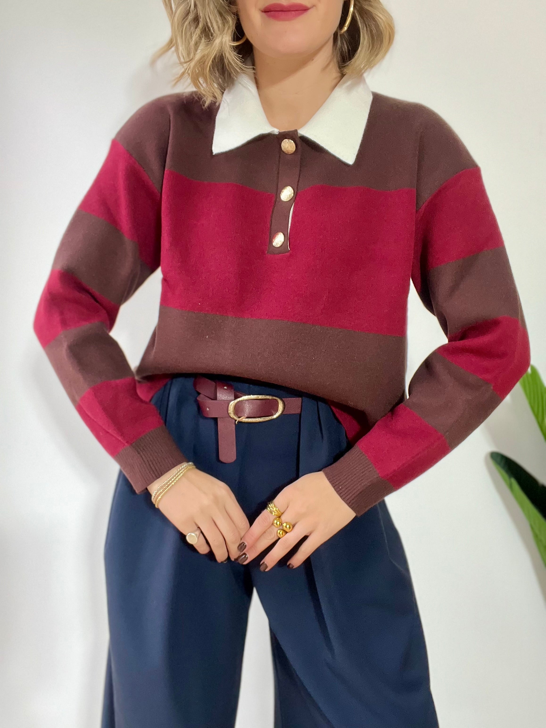 Maglioncino polo a righe