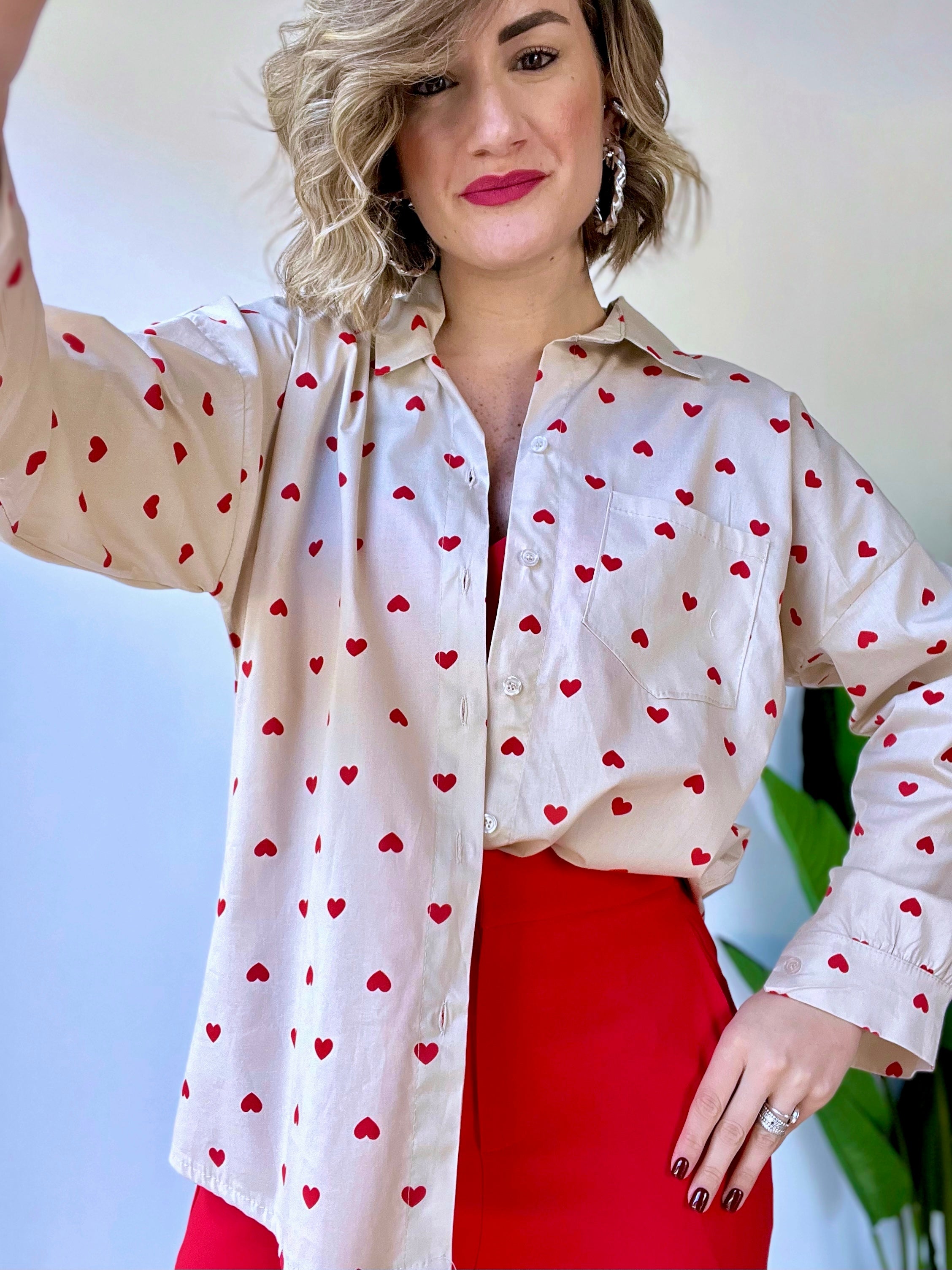 Camicia cotone cuoricini