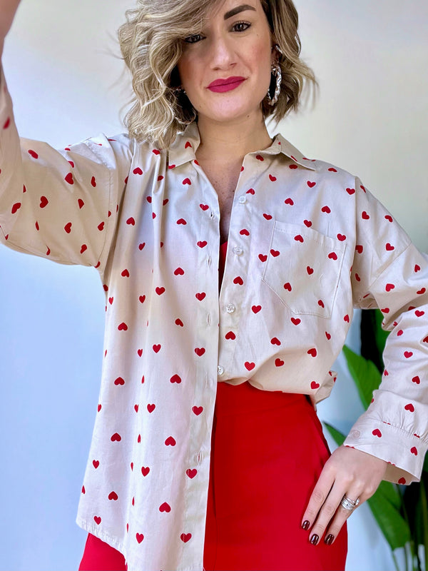 Camicia cotone cuoricini
