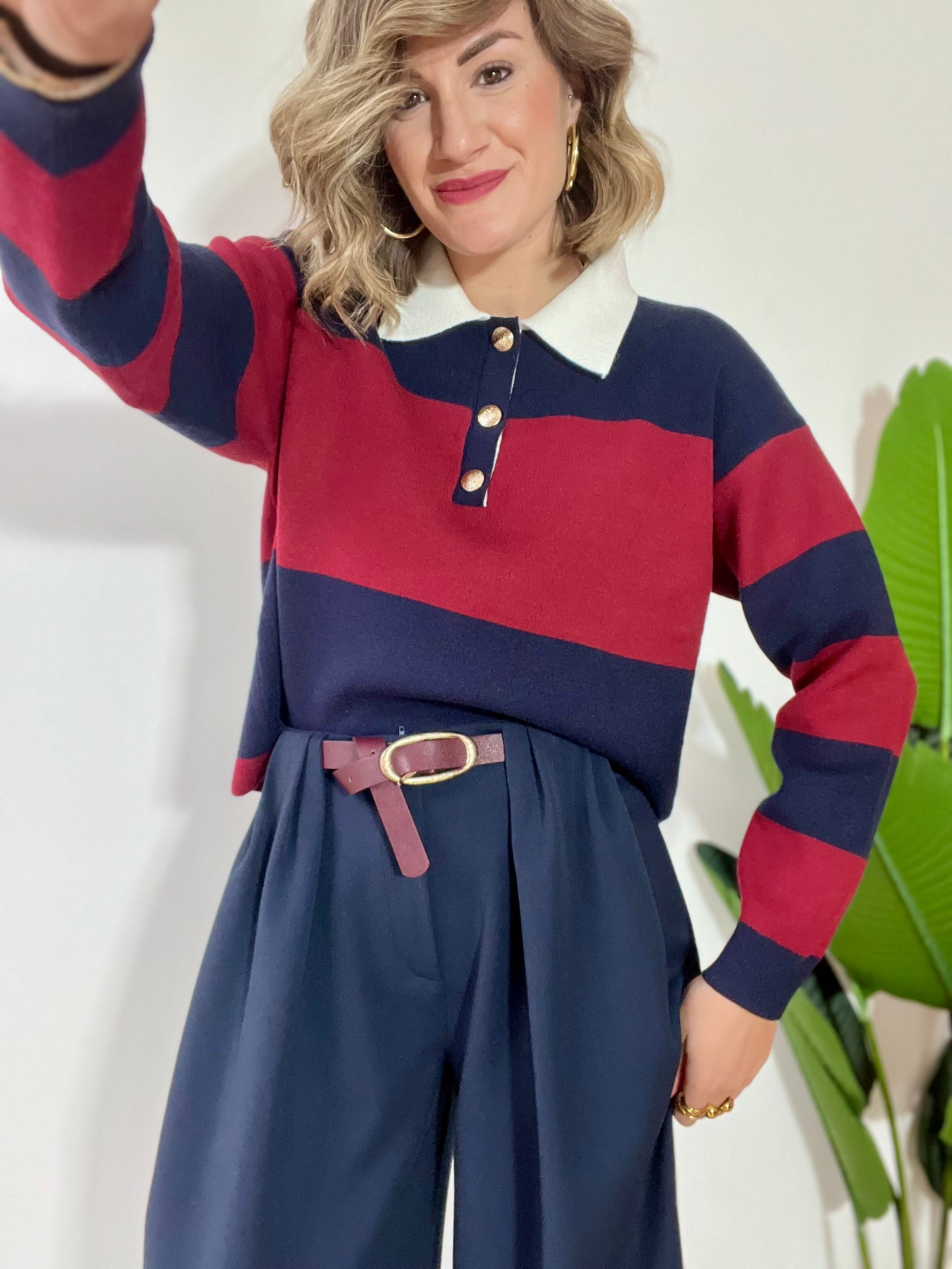 Maglioncino polo a righe