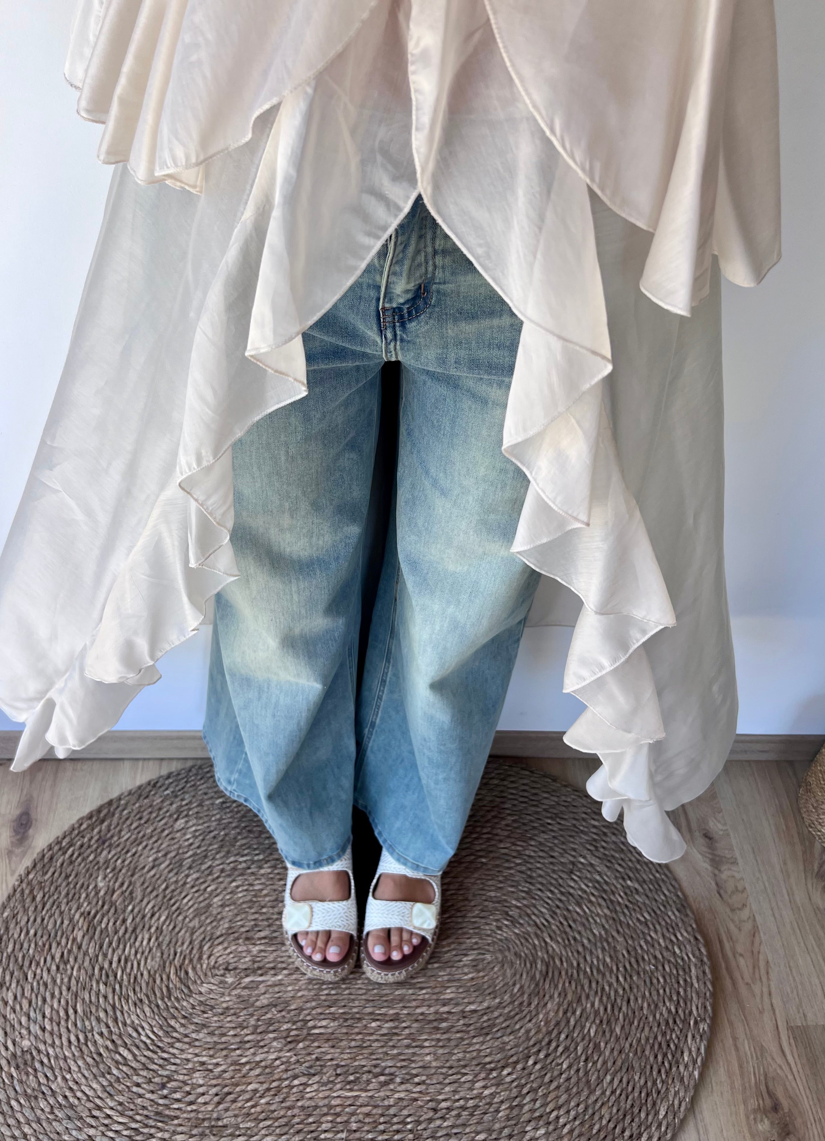 Jeans palazzo lavaggio sabbia