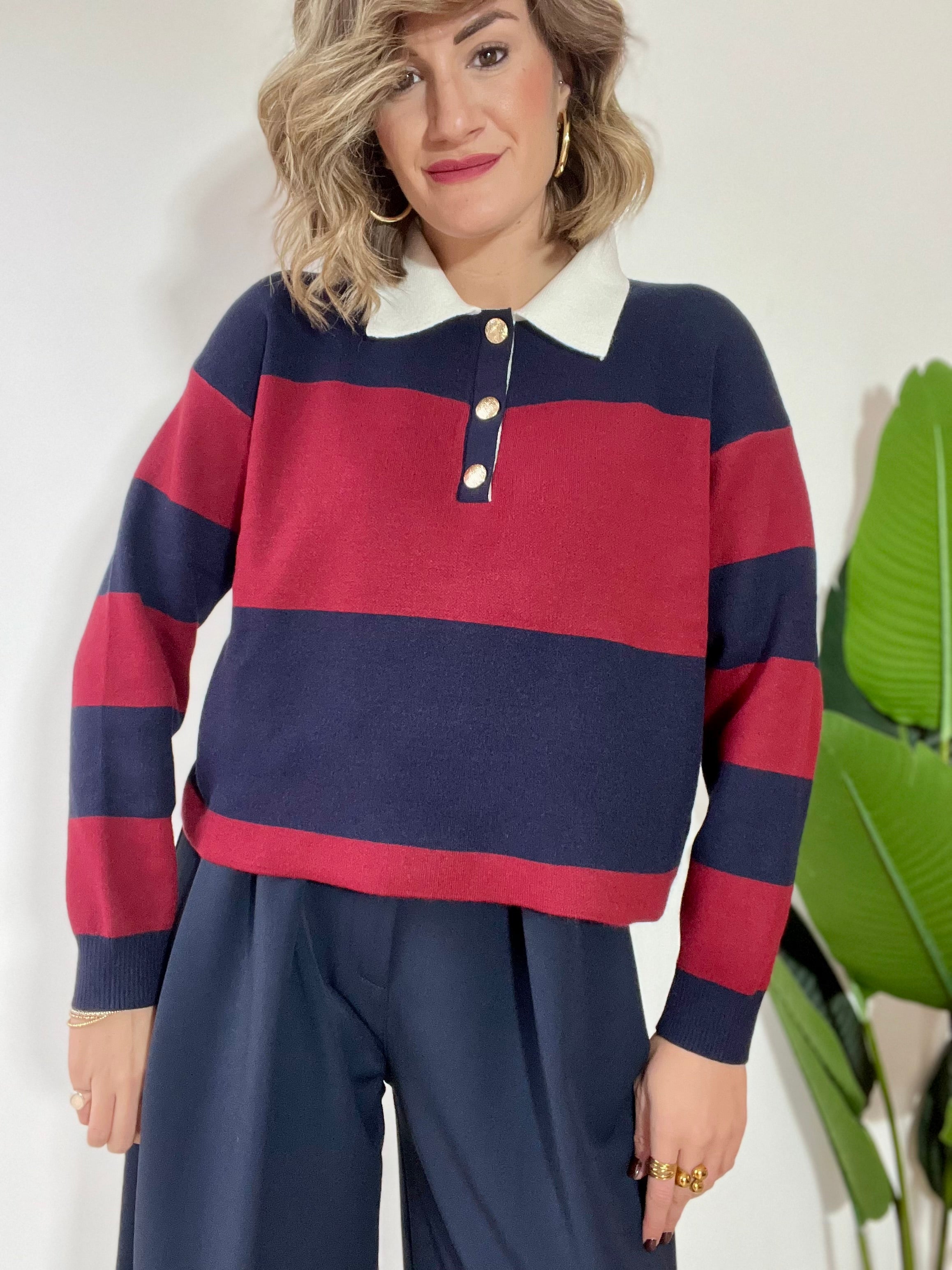 Maglioncino polo a righe