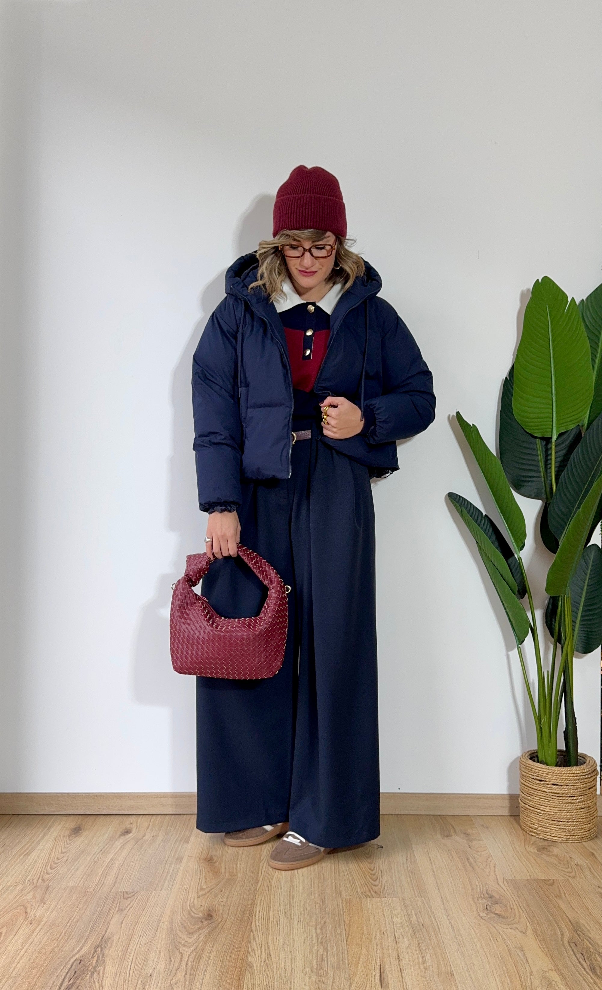 Panta palazzo blu vita alta