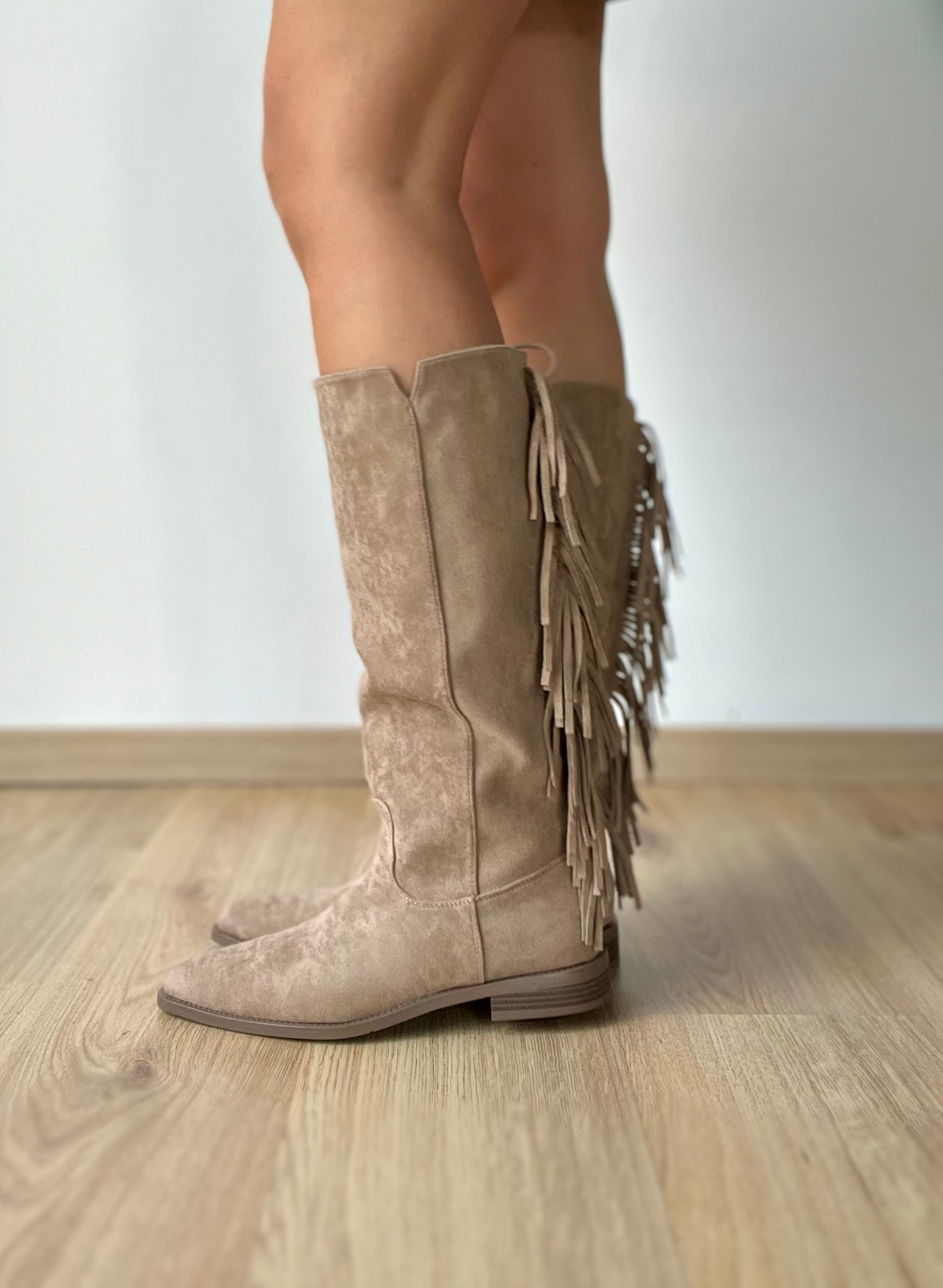 Texano beige con frange