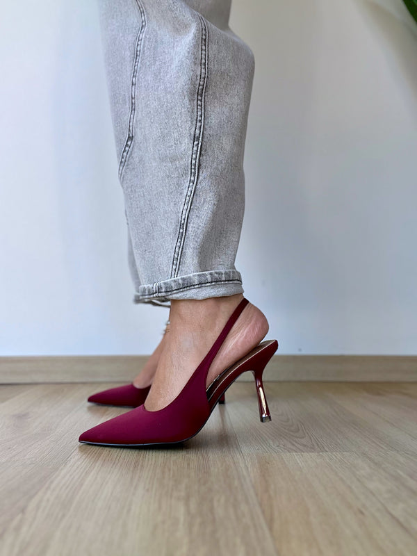 Décolleté in tessuto bordeaux