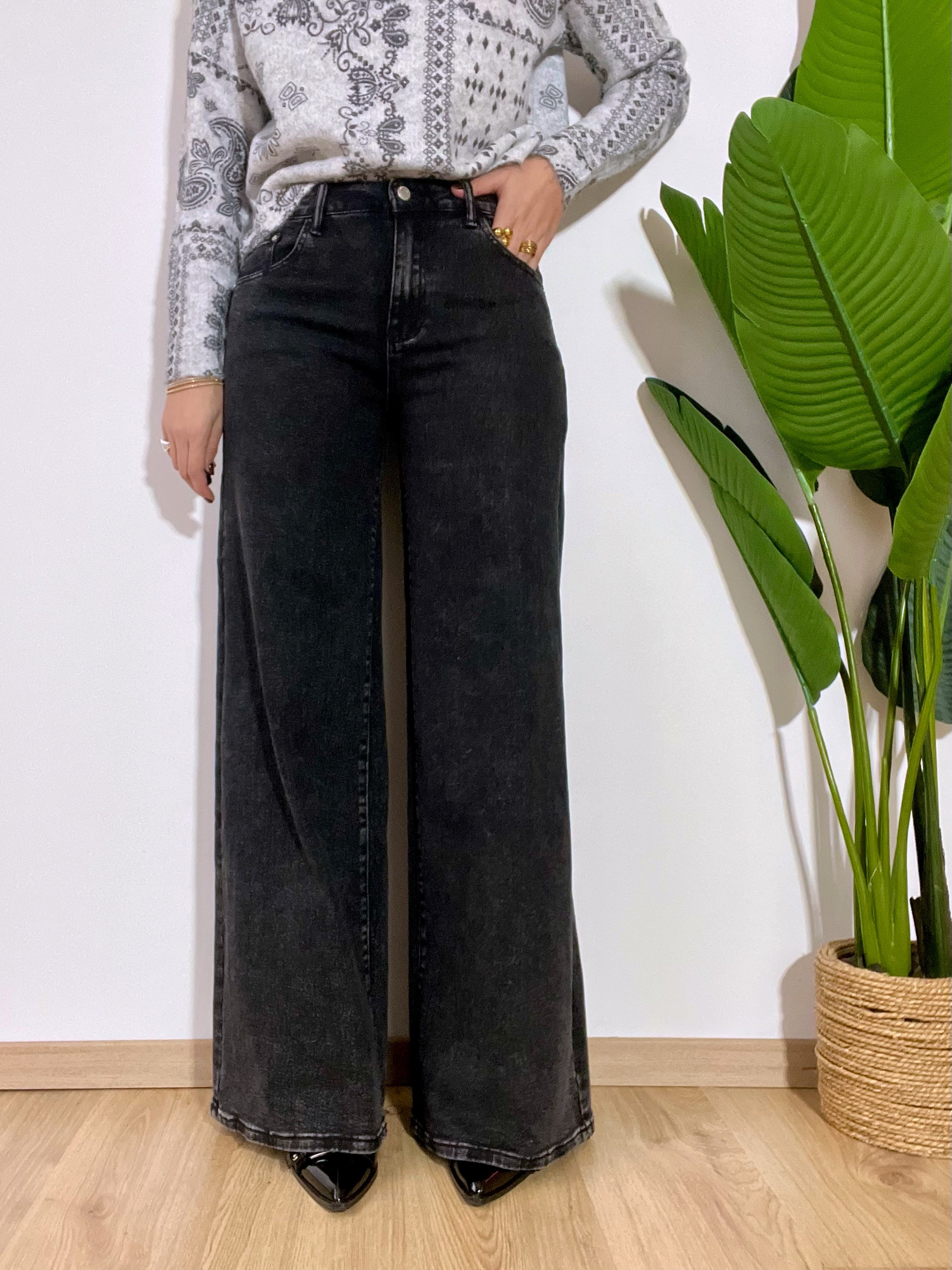 Jeans ad ombrello grigio /nero scuro