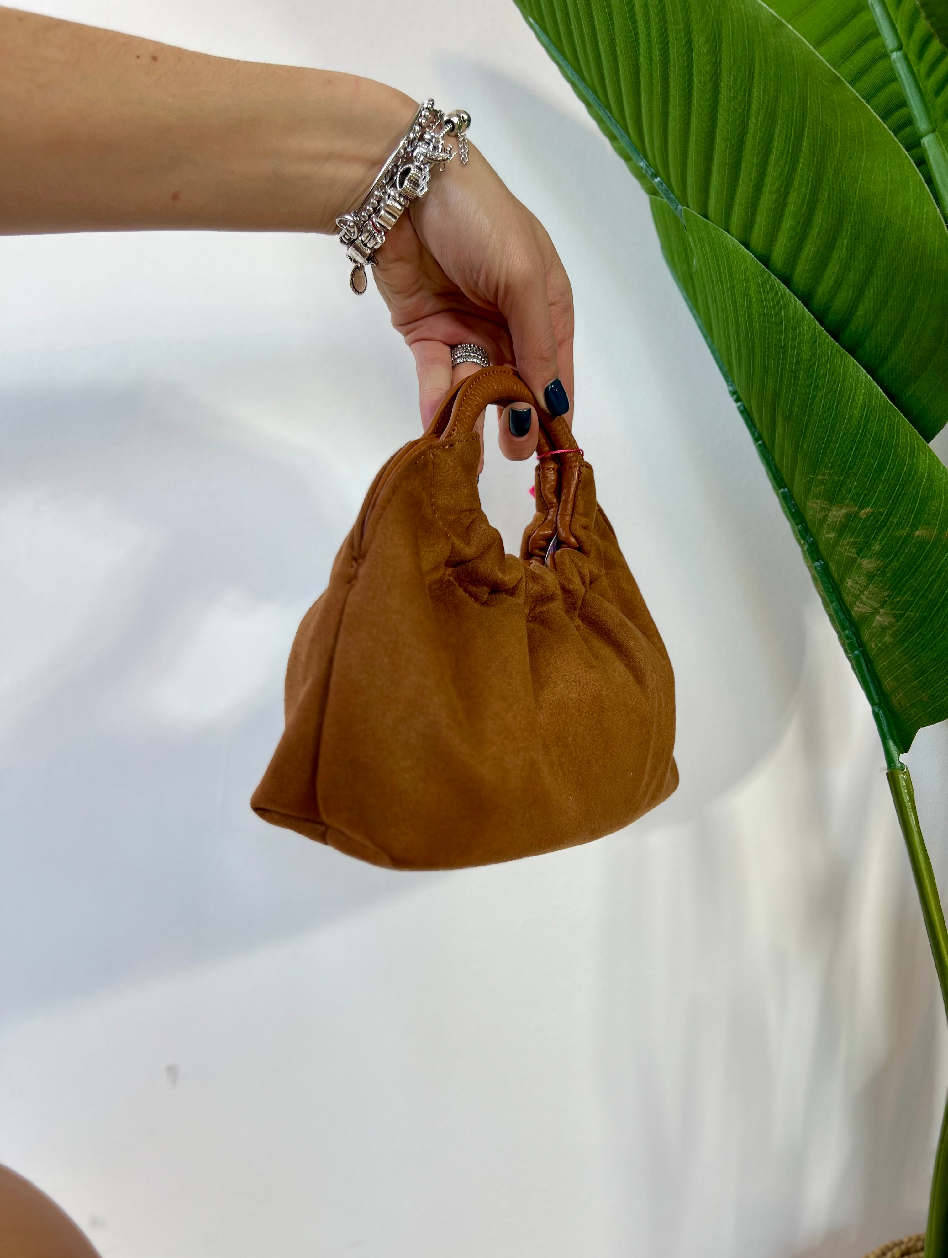 Mini pochette in camoscio