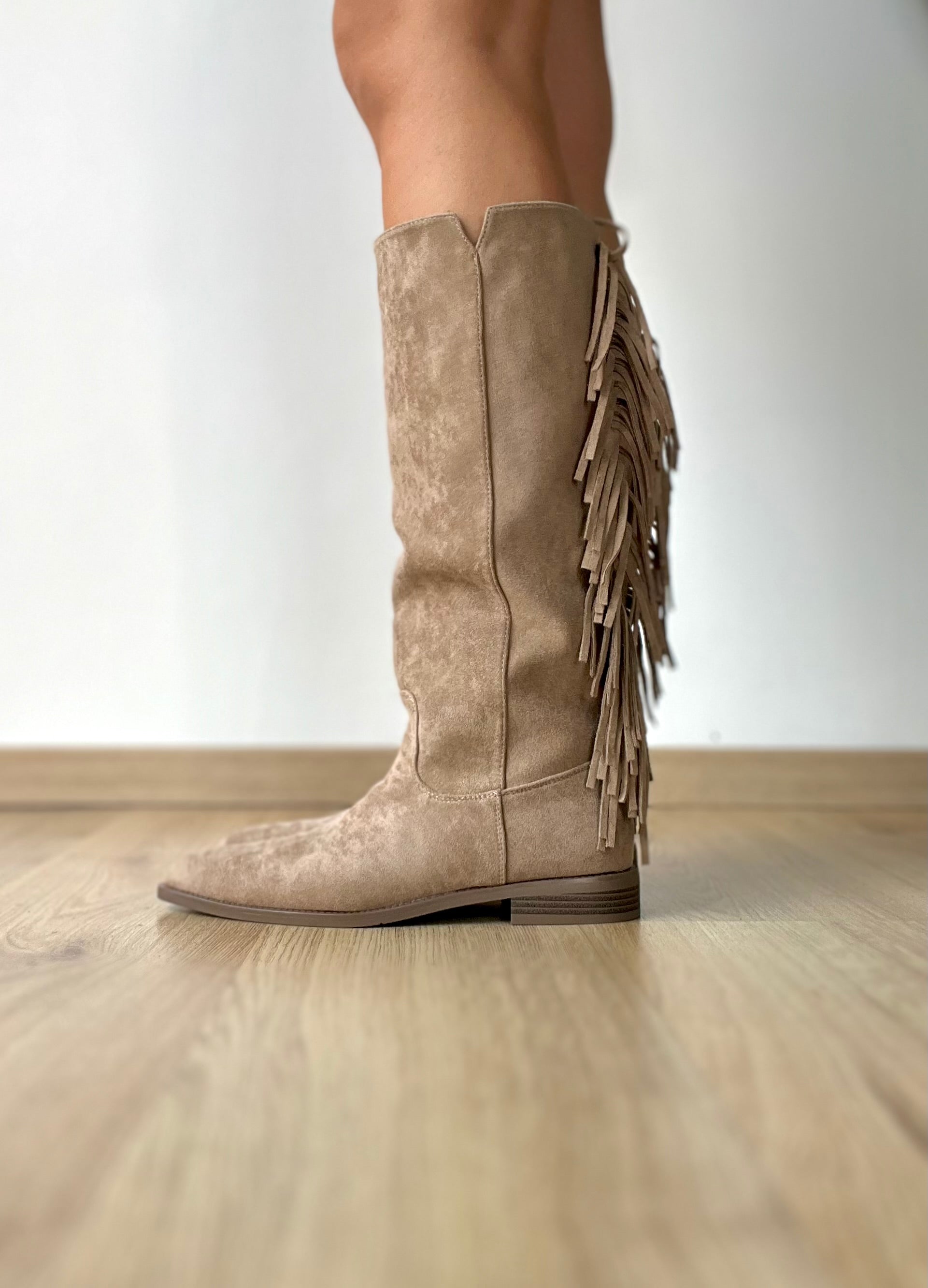 Texano beige con frange