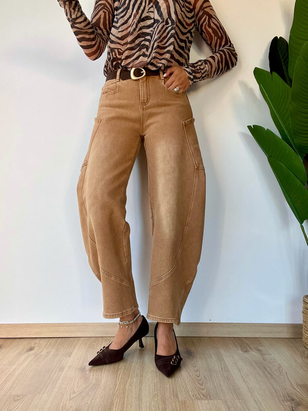 Jeans balloon cargo camel